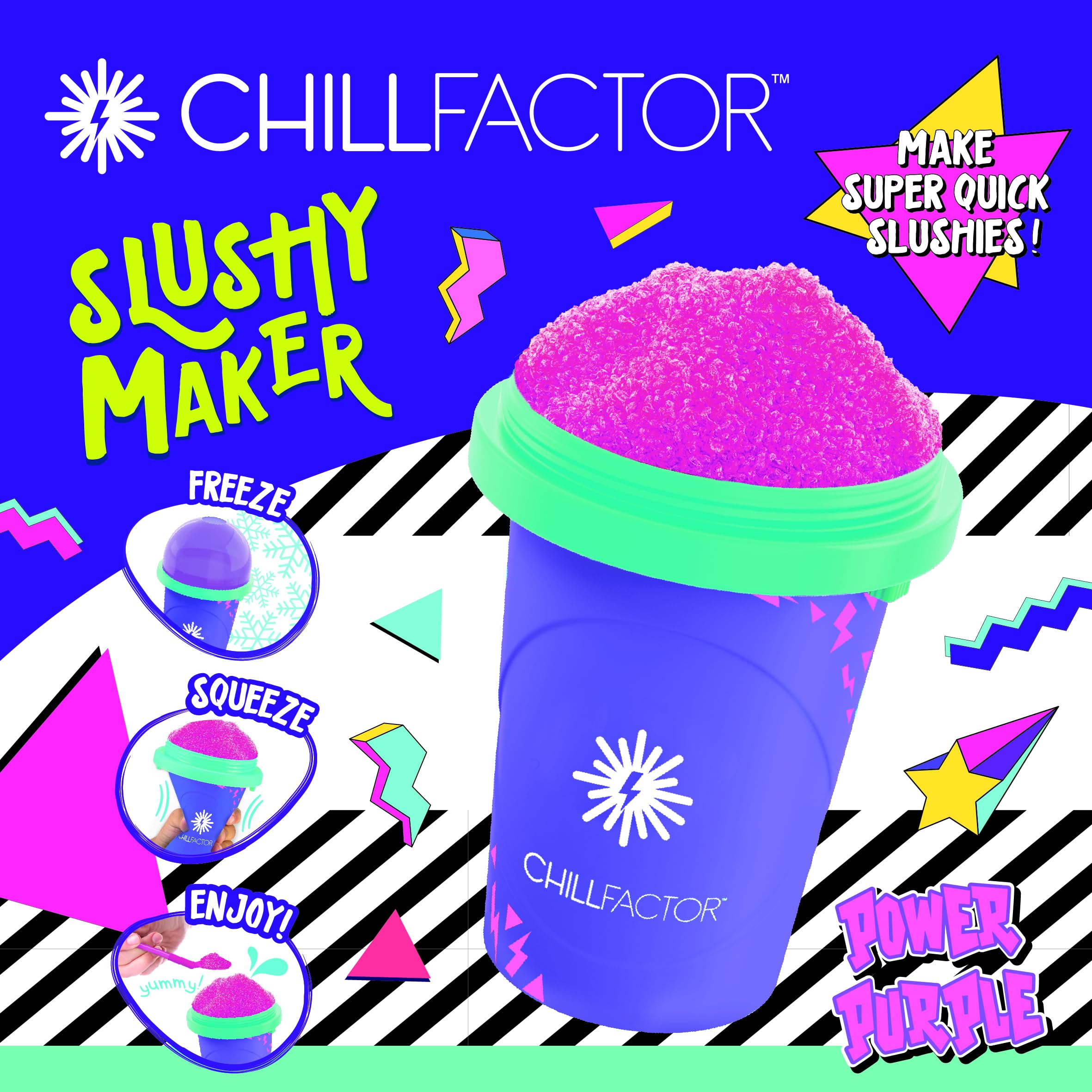 Chill Factor Colour Shock Slushy Maker - Reusable Power Purple with Rapid Freeze Technology 4
