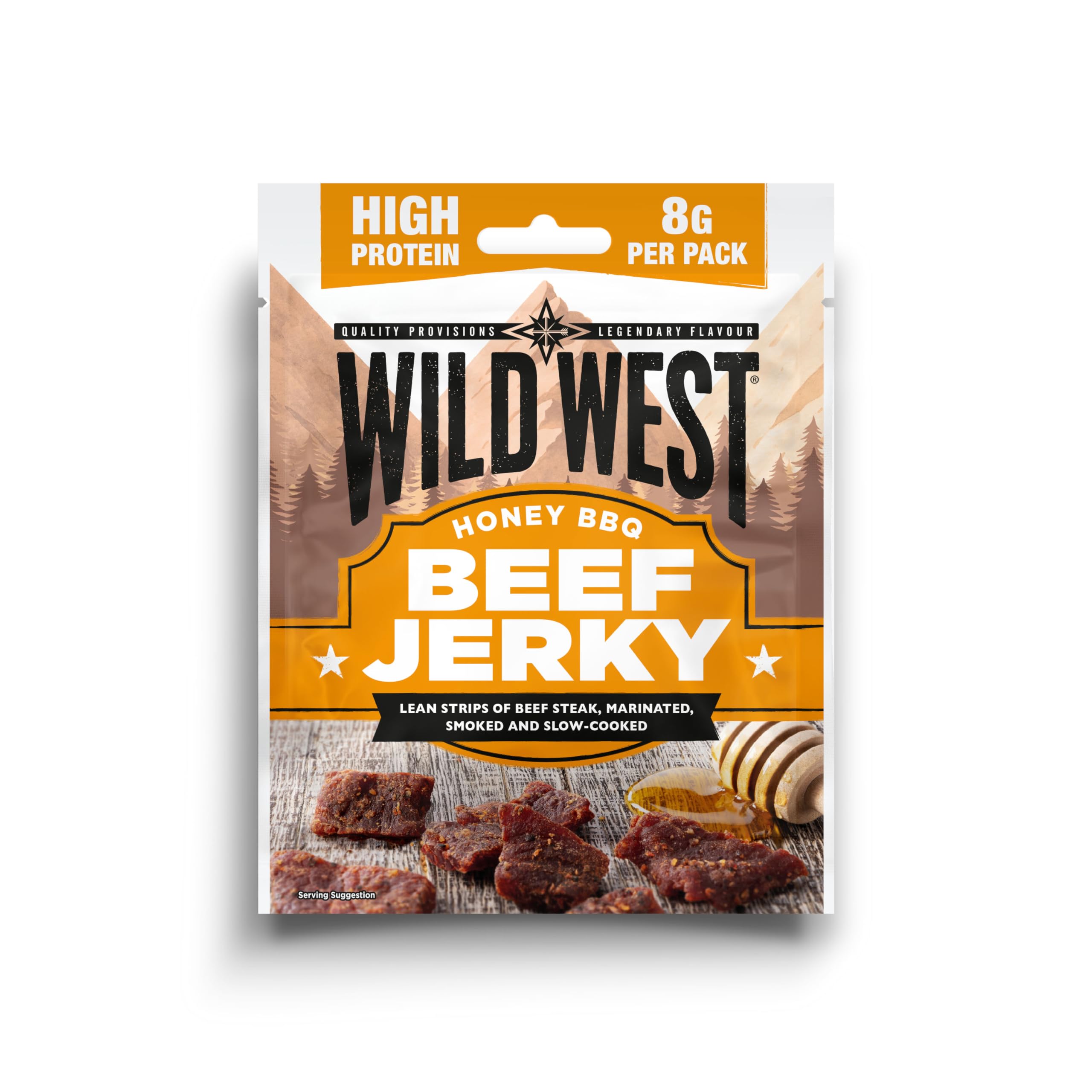 WILD WEST Honey BBQ Beef Jerky - High Protein, Gluten Free | 25g Snack (Pack of 12)