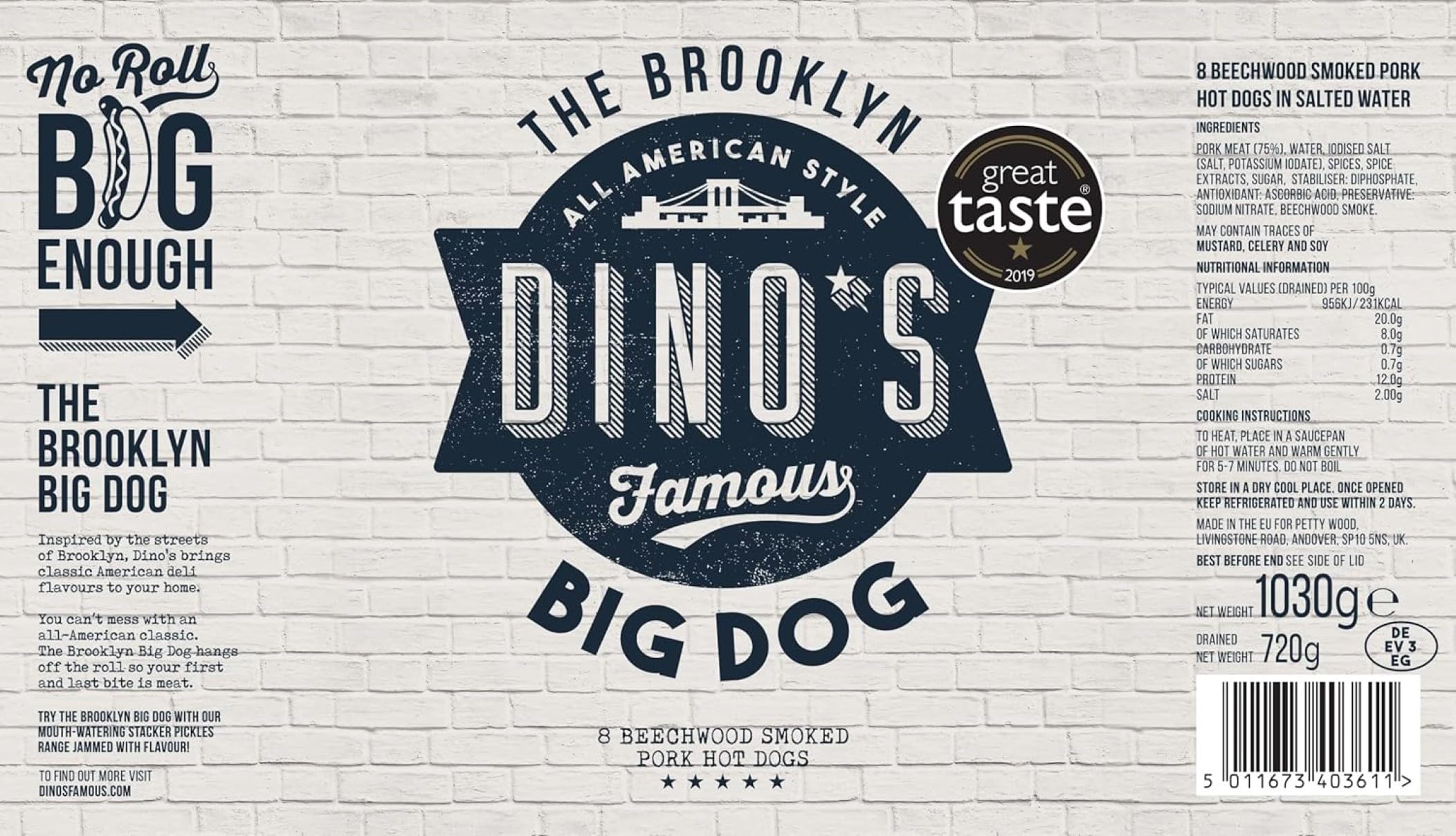 Dino's Famous - Brooklyn Big Dogs All American Style Beechwood Smoked Pork Hot Dogs 720g Jar 5