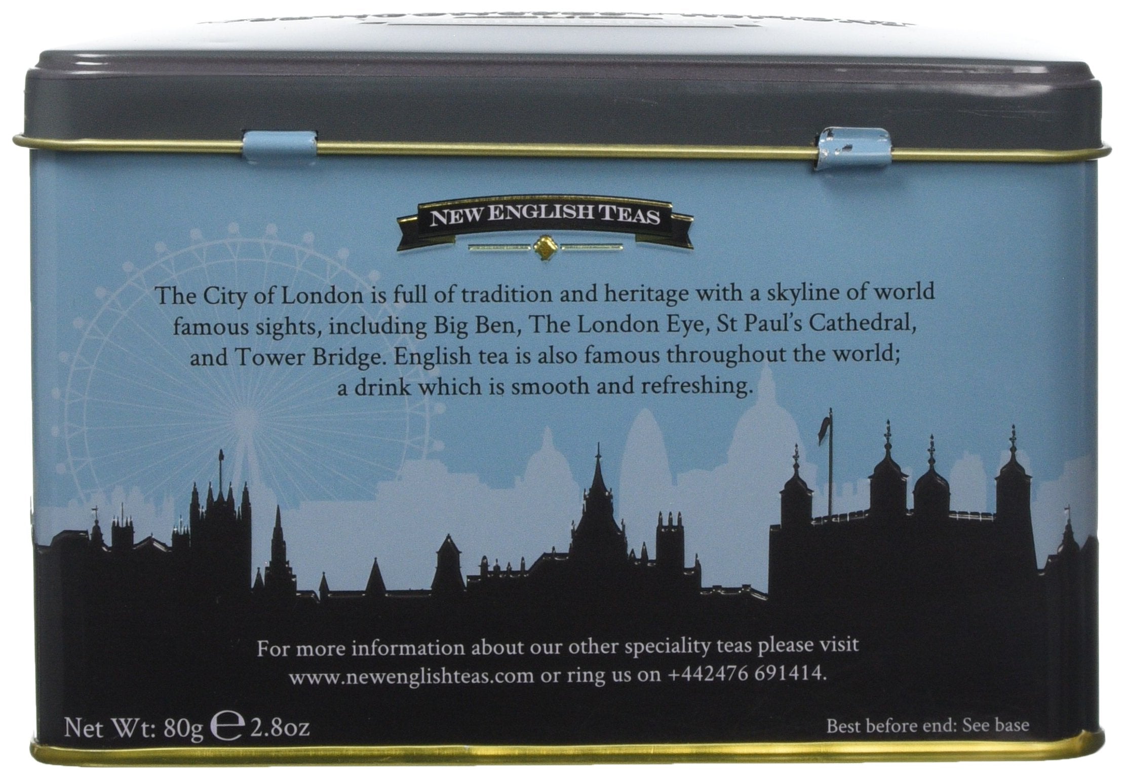 New English Teas London Skyline Tea Caddy with 40 English Breakfast Teabags