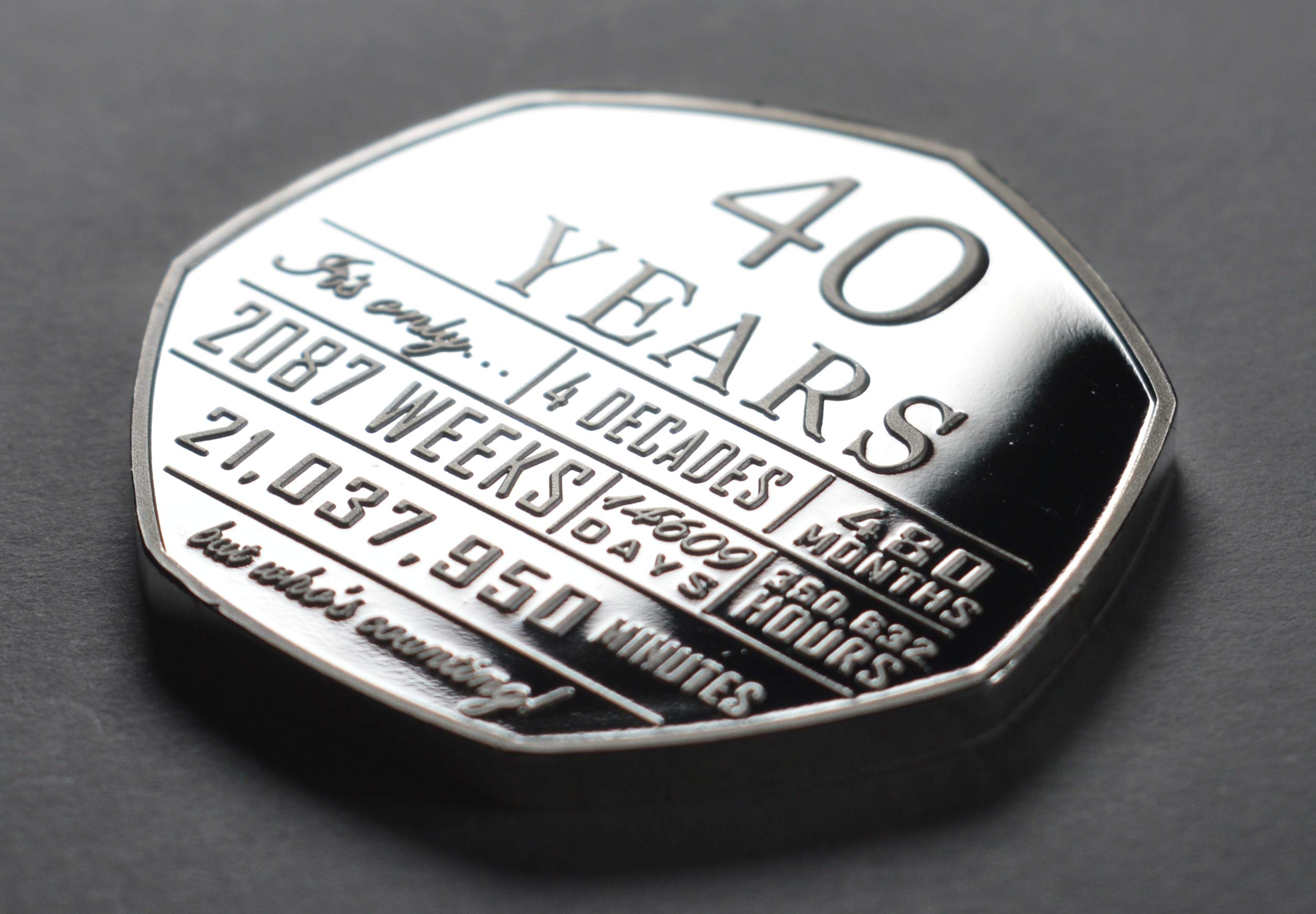 The Commemorative Coin Company 40th Birthday .999 Silver Commemorative Coin - Proof Finish with 24ct Gold and Faux Pearl 5