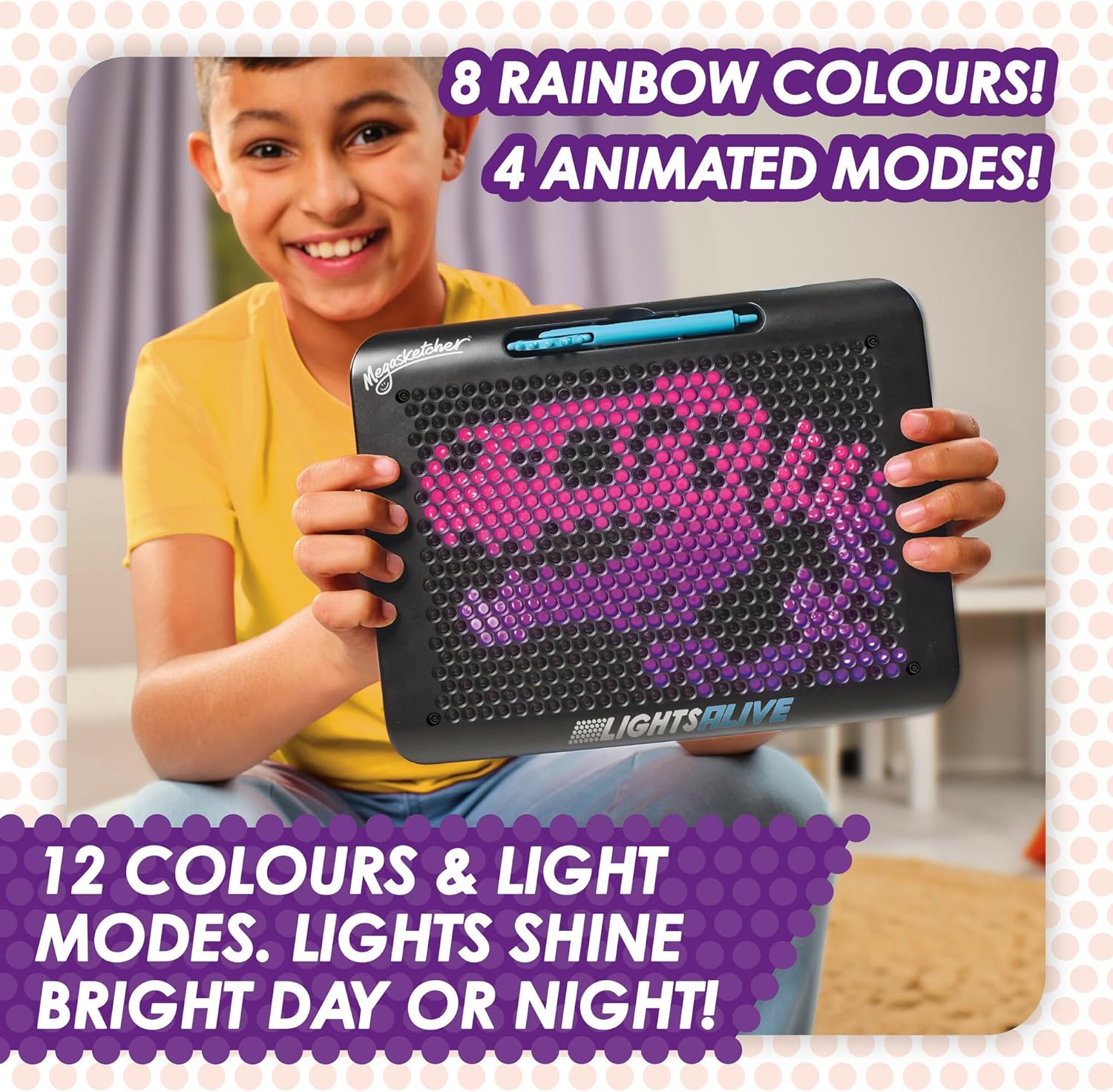 Megasketcher Lights Alive - Light-Up Drawing Pad for Kids with 8 Colors & 4 Effects 3