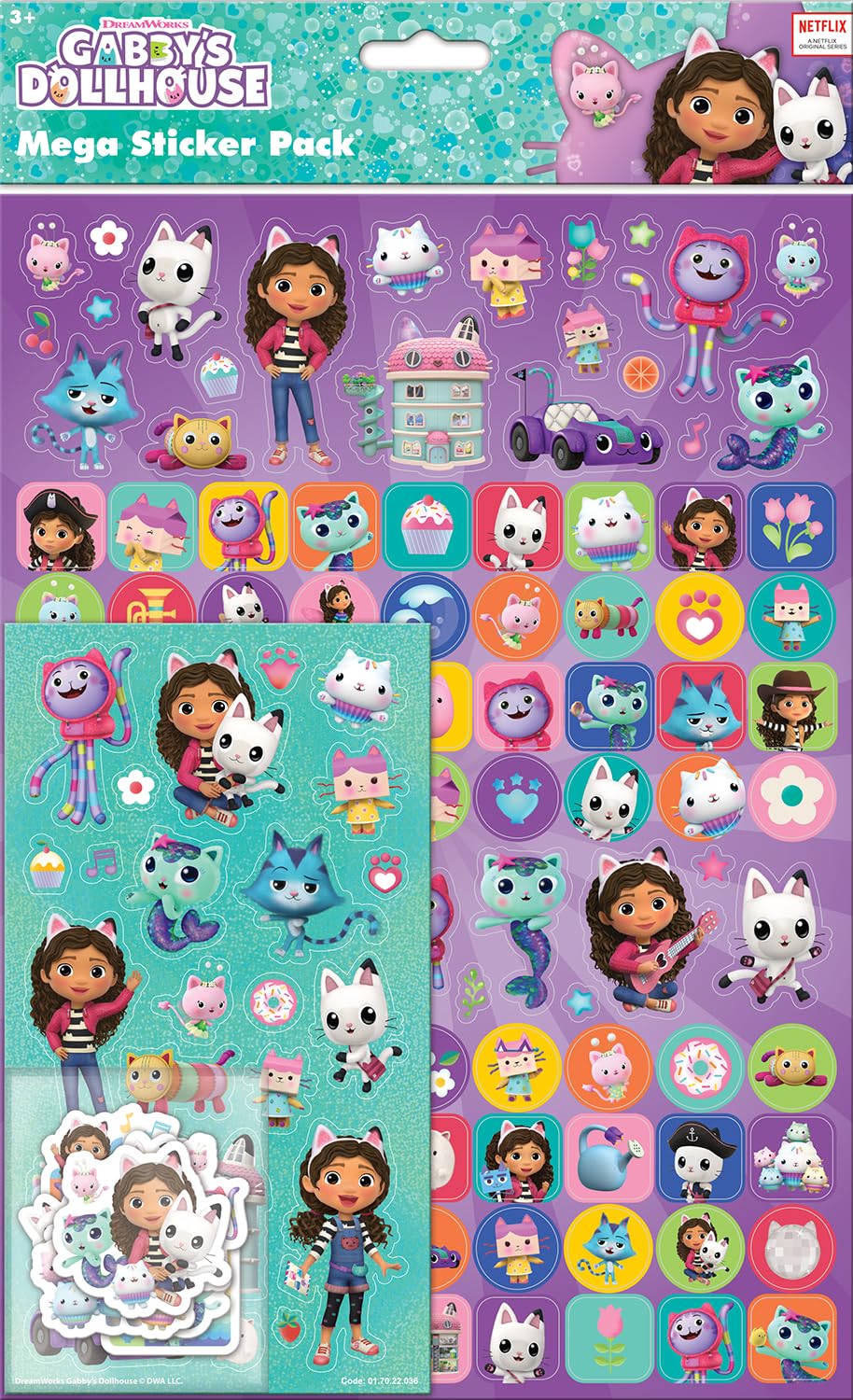 Paper Projects Gabby's Dollhouse Mega Sticker Pack - 150 Pieces | Reusable Foiled Stickers | A4 Glossy Sheet