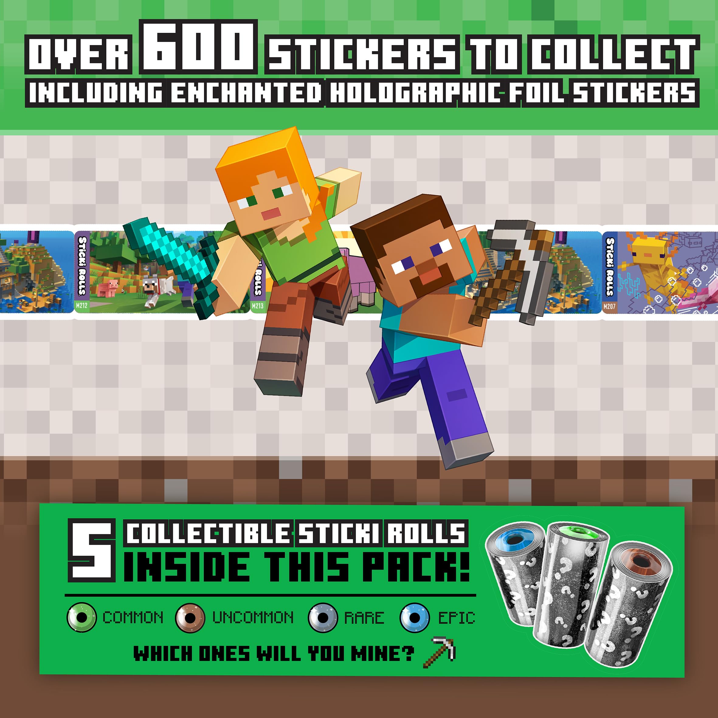 STICKI ROLLS Minecraft Mystery Capsule - Collectible Holographic Foil Stickers | Ages 4+ 6