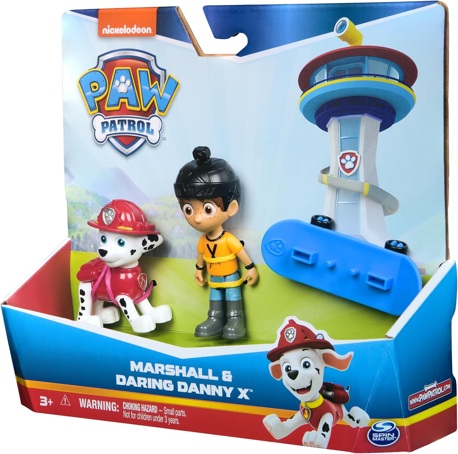 PAW Patrol Marshall and Daring Danny X Figures with Skateboard - Action Playset for Kids 4