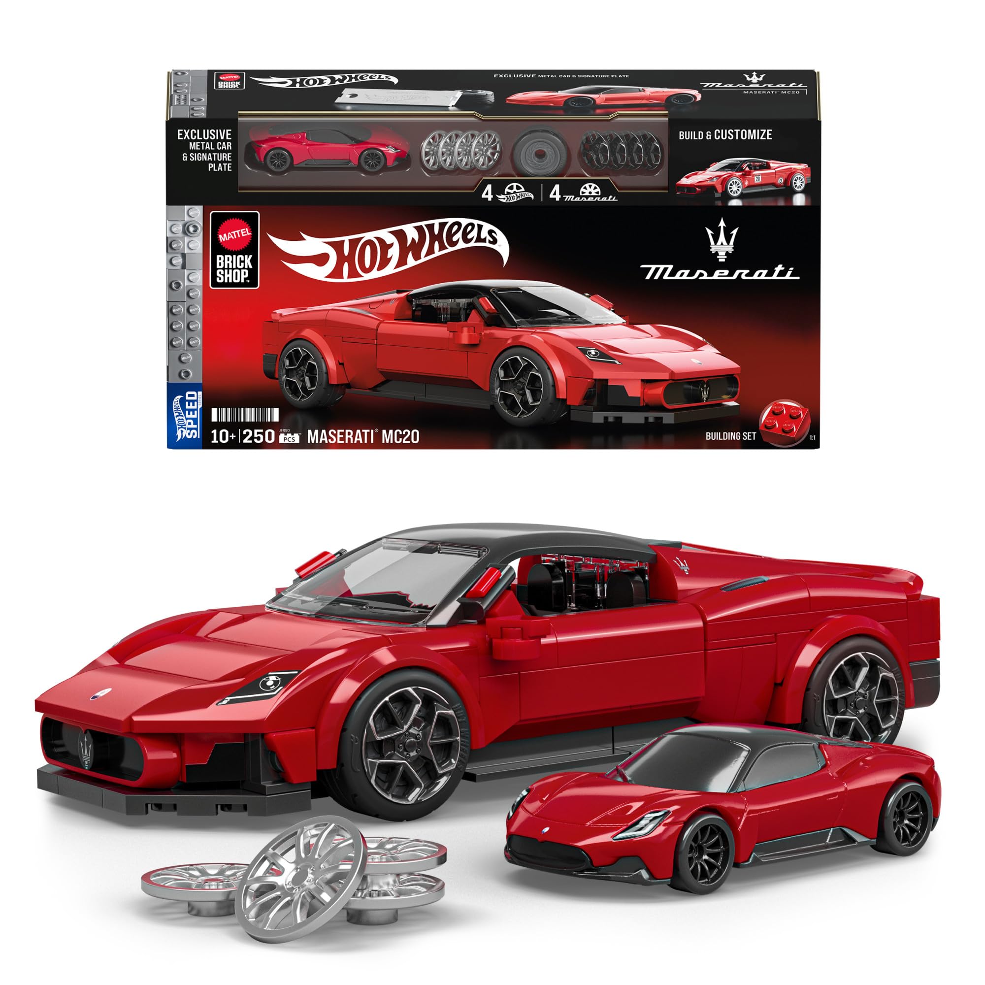 Mattel Brick Shop Hot Wheels Speed Series Maserati MC20 Building Set - 259-Piece Vehicle Model for Ages 10+
