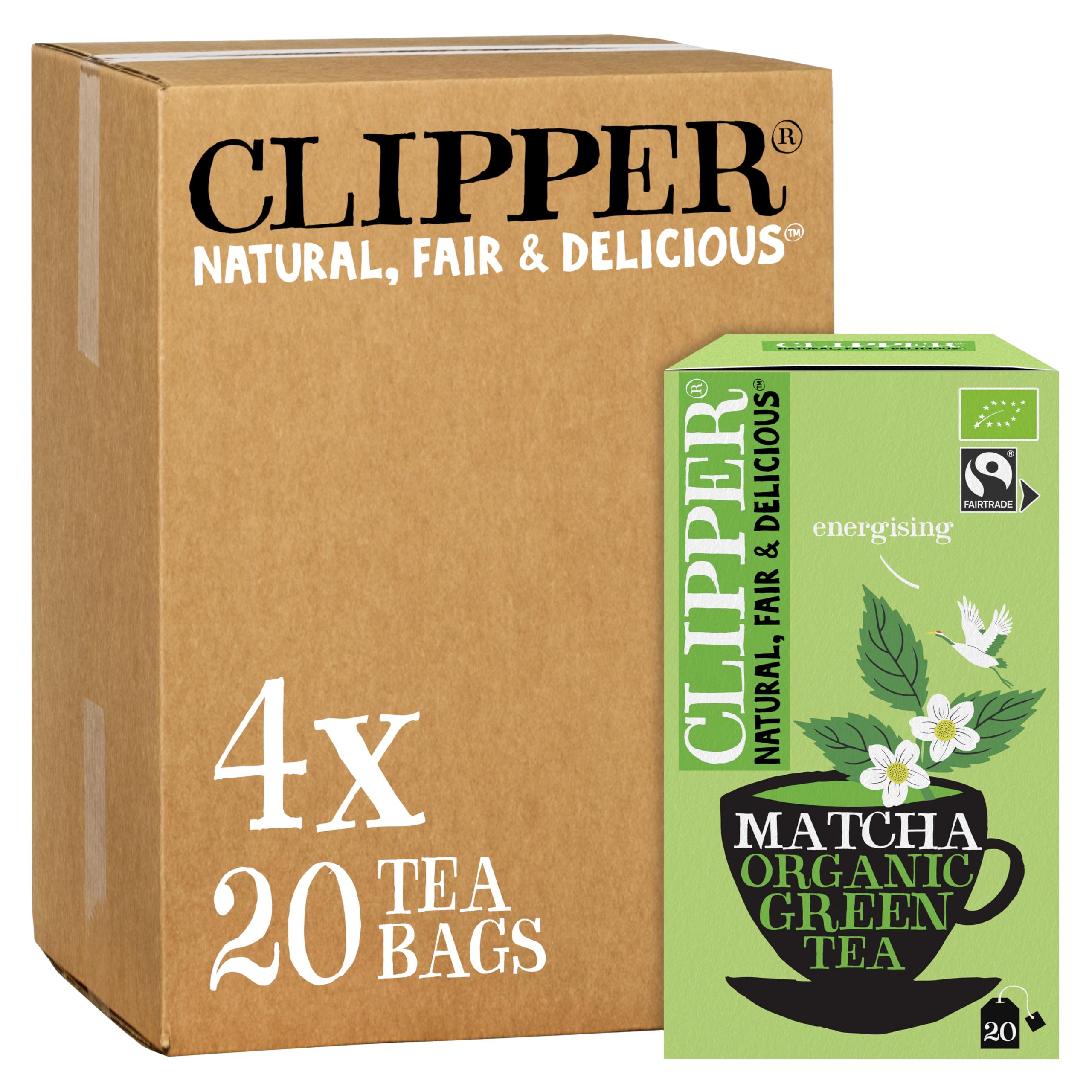 Clipper Organic Green Tea & Matcha Tea Bags - 80 Count | Antioxidant Rich | Fairtrade
