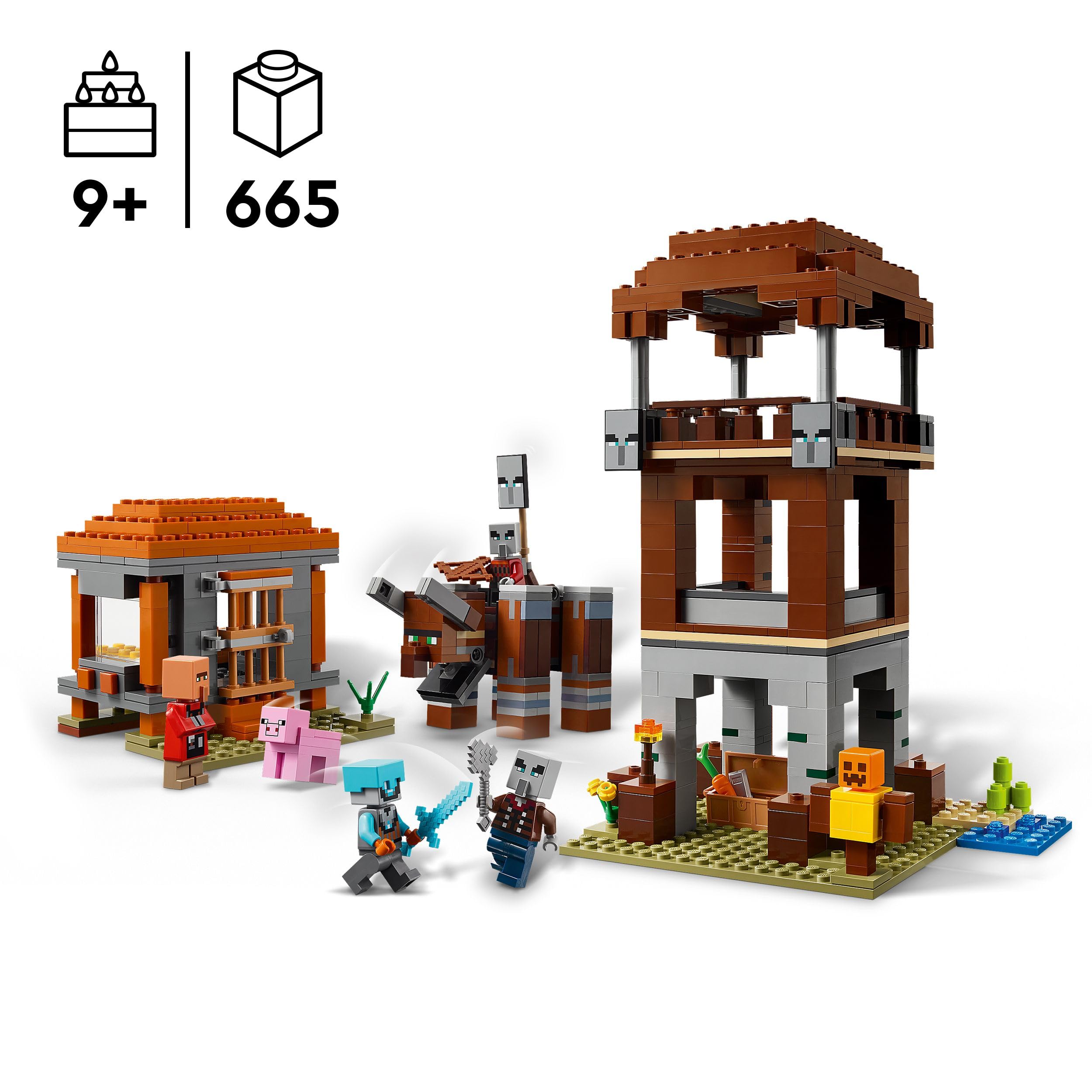 LEGO Minecraft The Pillager Outpost and Ravager Building Set | Model 21278 | Ages 9+