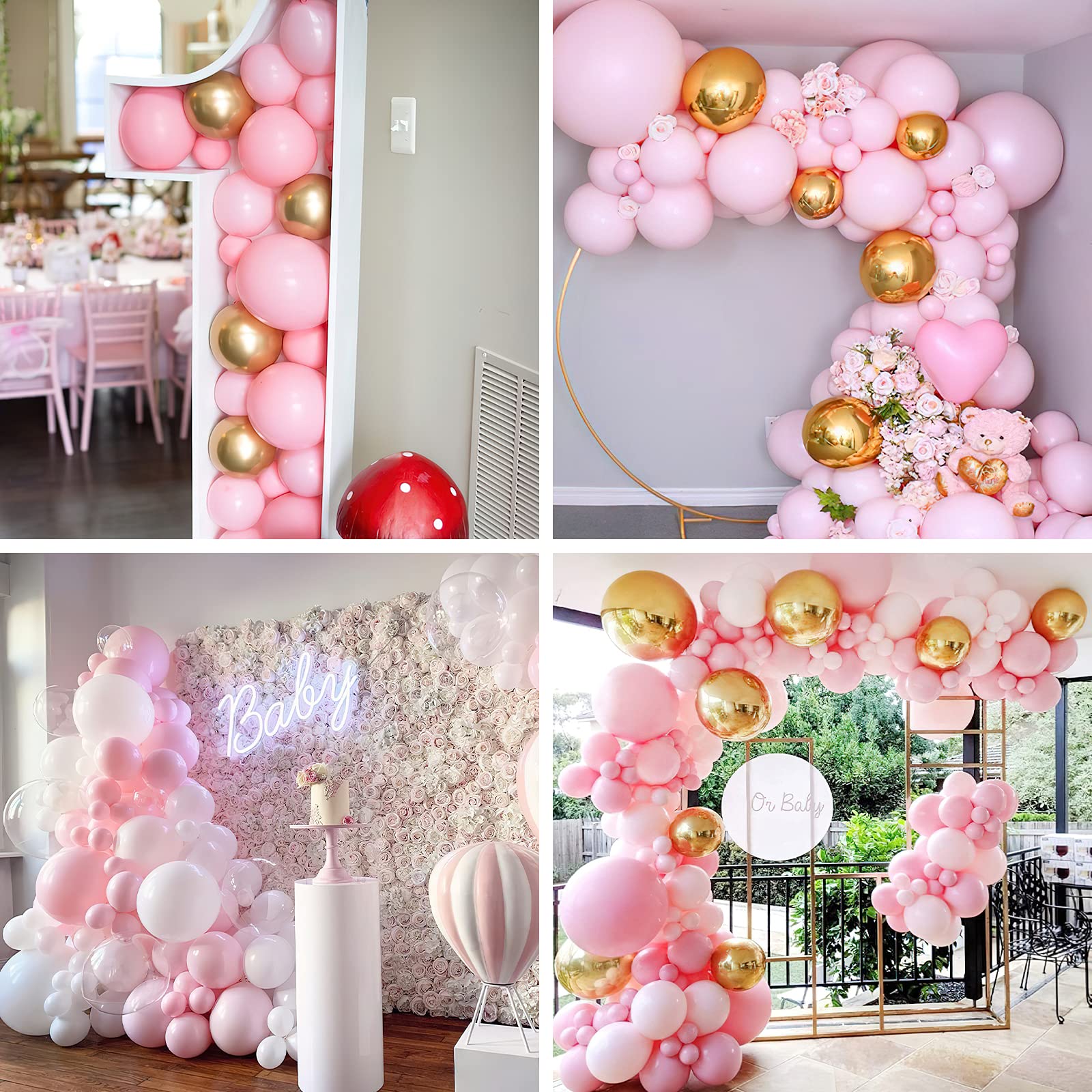 PartyWoo Light Pink Balloons 102 pcs - Different Sizes for Birthday & Party Decorations 6