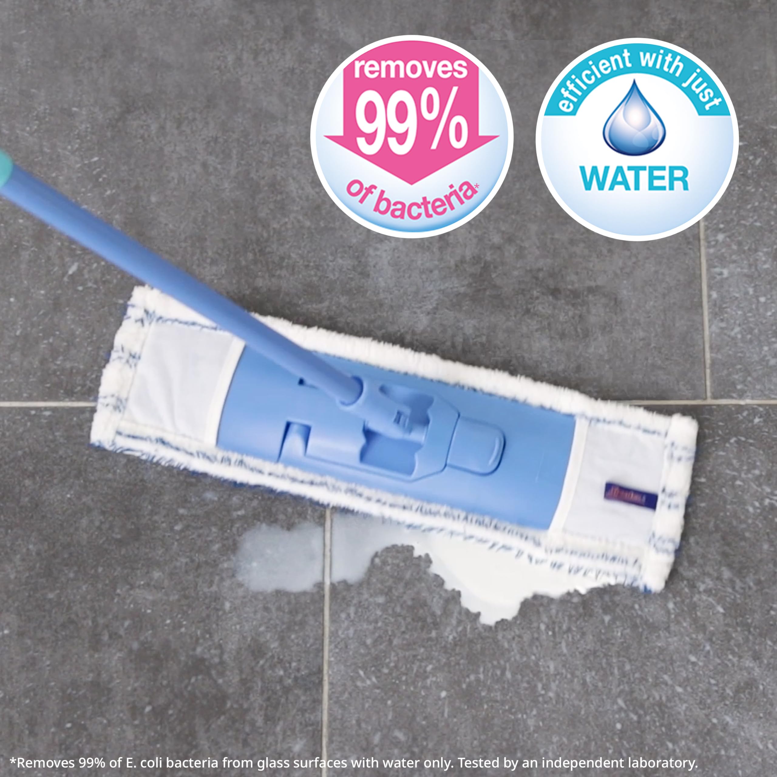 Spontex Extraflacher Mopp mit 2 Mikrofaserköpfen | Nass- und Trockenanwendung | 360° drehbarer Kopf | Verstellbarer Griff 4