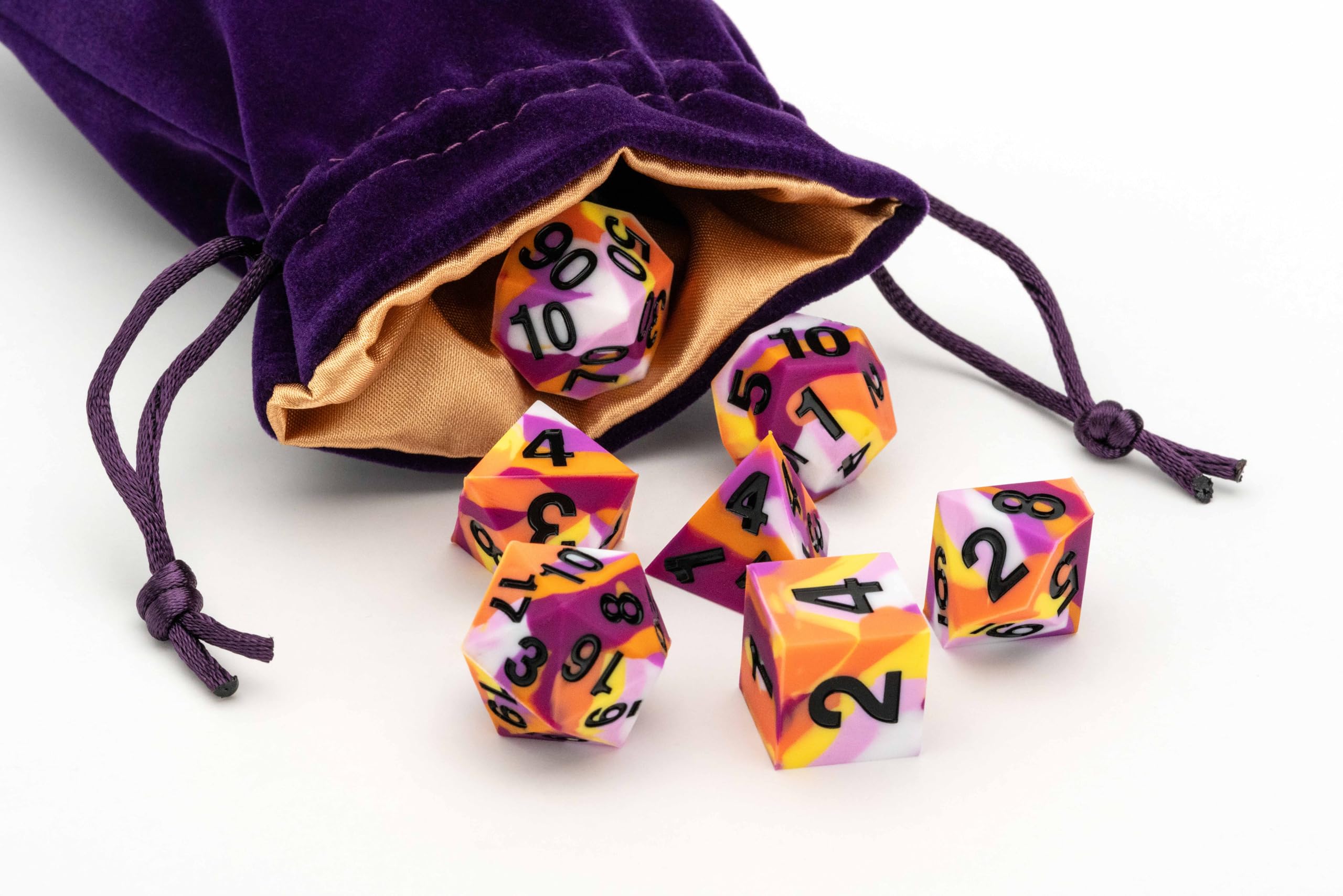 Metallic Dice Games FanRoll 16mm Pride Sharp Edge Silicone Rubber Polyhedral Dice Set 4