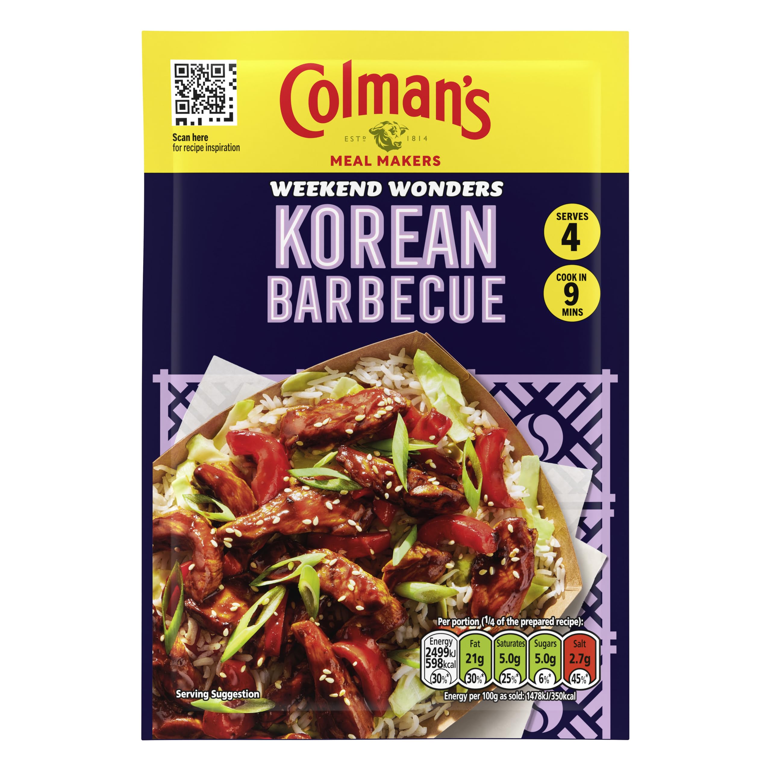 Colman's Weekend Wonders Korean Barbecue Meal Maker Recipe Mix