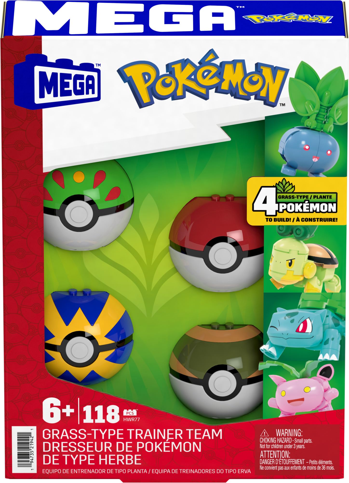 MEGA Pokémon Grass-Type Trainer Team Building Set - 118 Pieces, 4 Poseable Characters, Ages 6+ 5