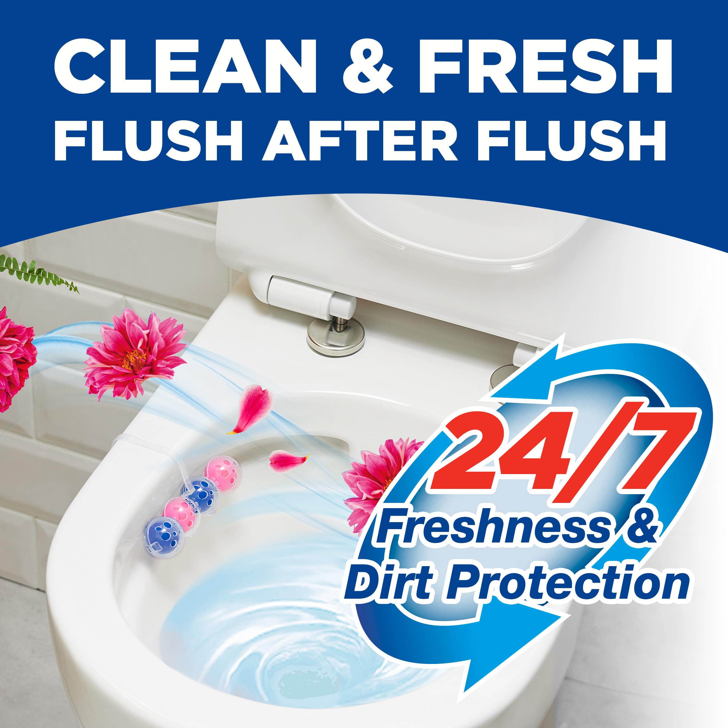 Bloo Power Active Toilet Rim Block Fresh Flowers, Anti-Limescale, 2 Count (Pack of 1)