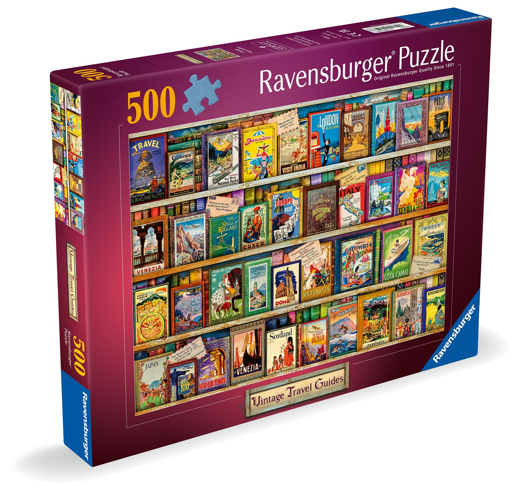Ravensburger Vintage Travel Guides 500 Piece Jigsaw Puzzle for Adults and Kids 10+ 3