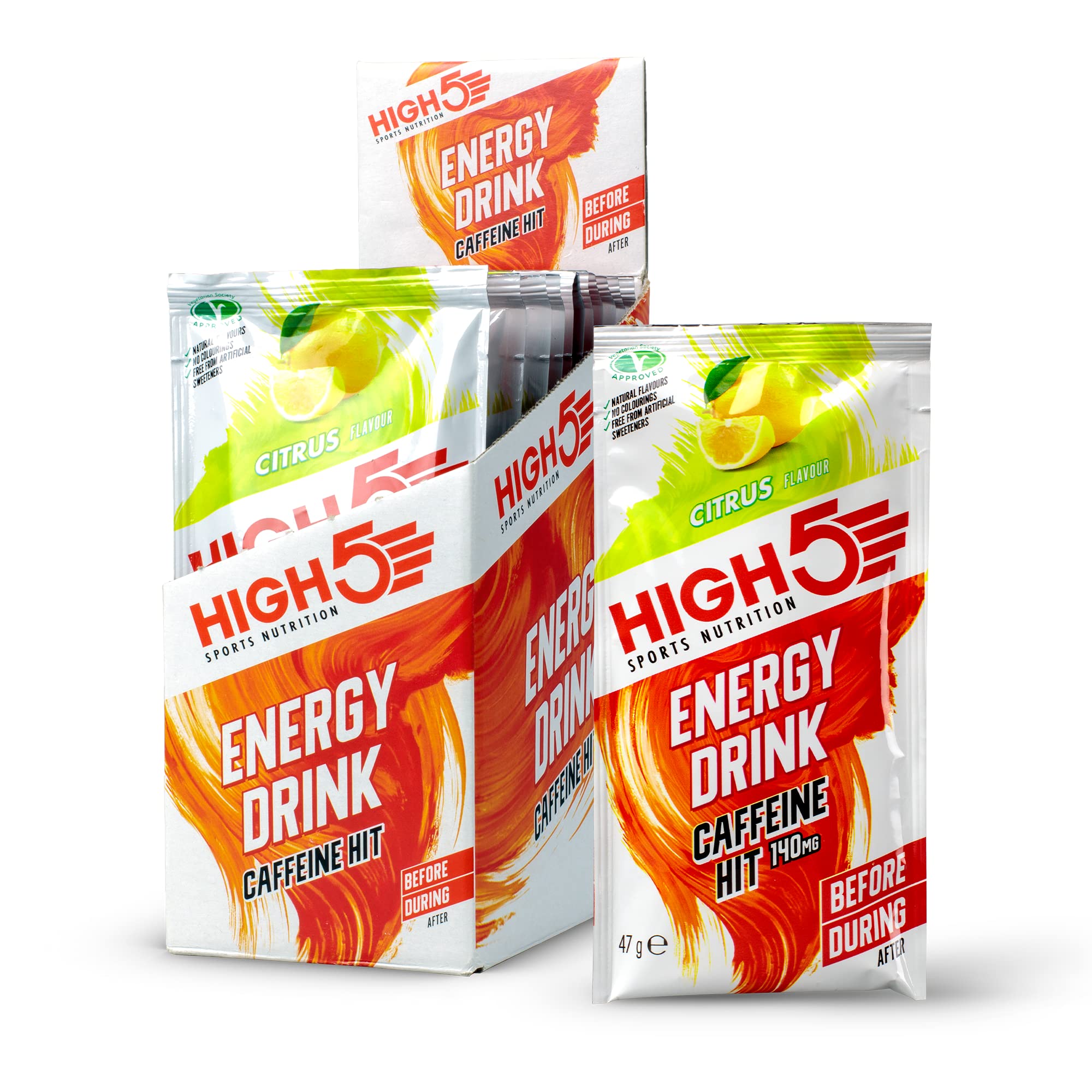 HIGH5 Energy Drink Caffeine Hit Powder - Citrus | Dual Source Carb | 12 x 47g Sachets