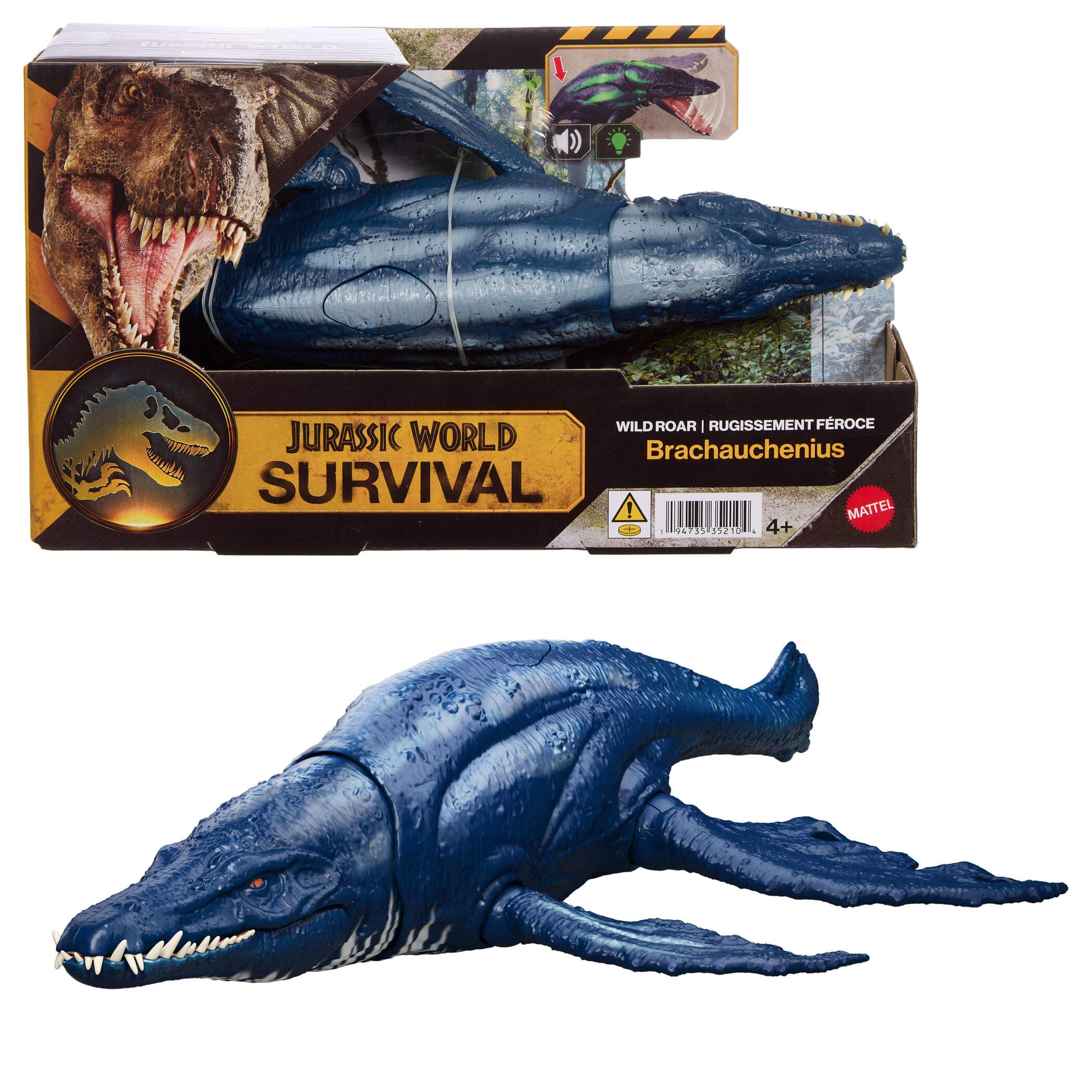 Mattel Jurassic World Wild Roar Brachauchenius Dinosaur Action Figure Toy - 12.4 Inch, Ages 4+