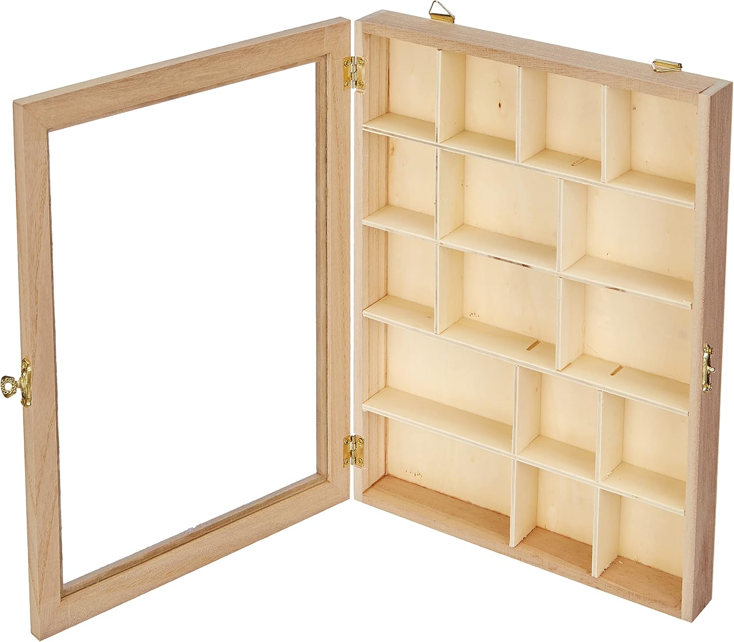 Artemio Wooden Display Case - 16 Compartment Craft Storage Box for Collectibles 5