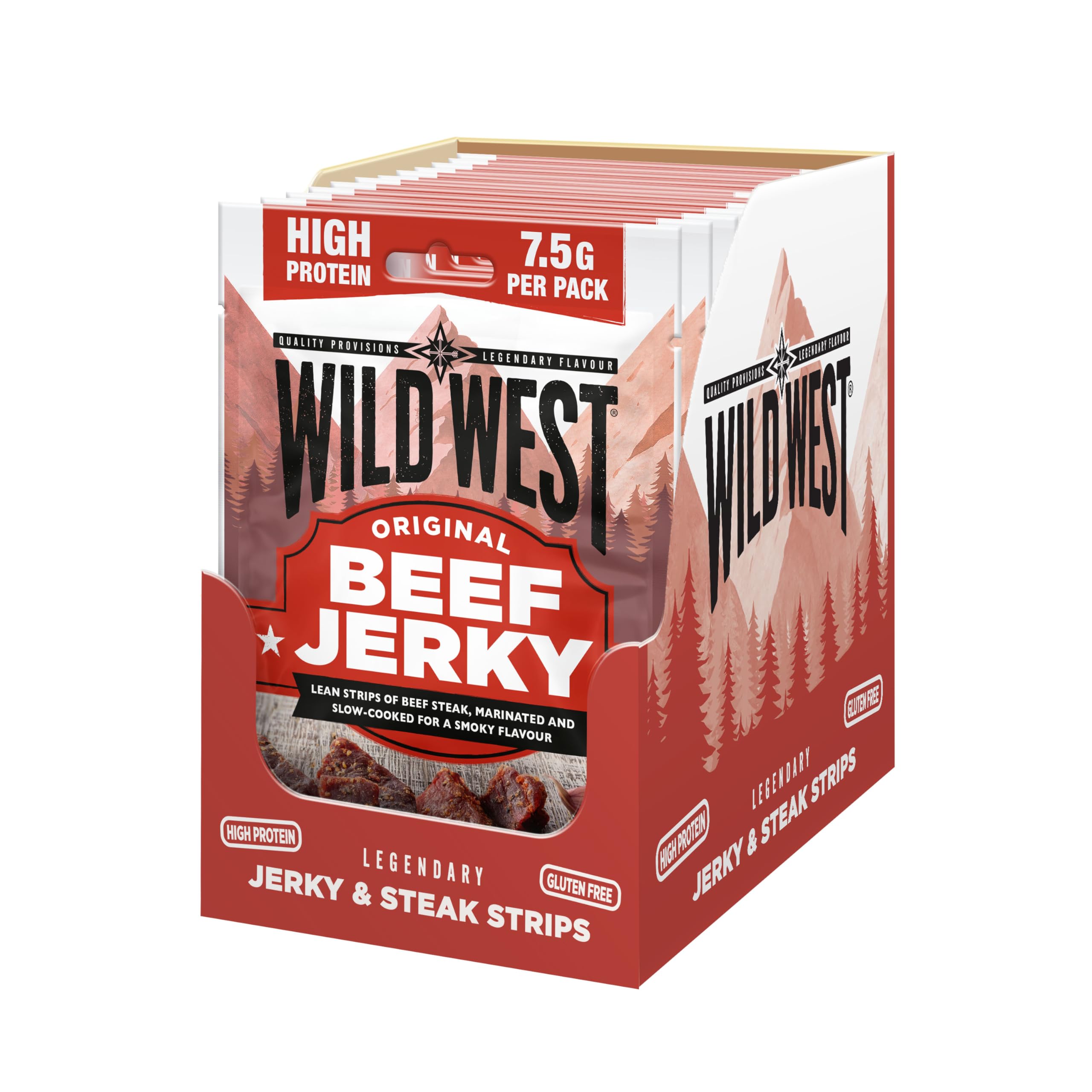 WILD WEST Original Beef Jerky - High Protein, Gluten Free Snack | 25g Pack of 12