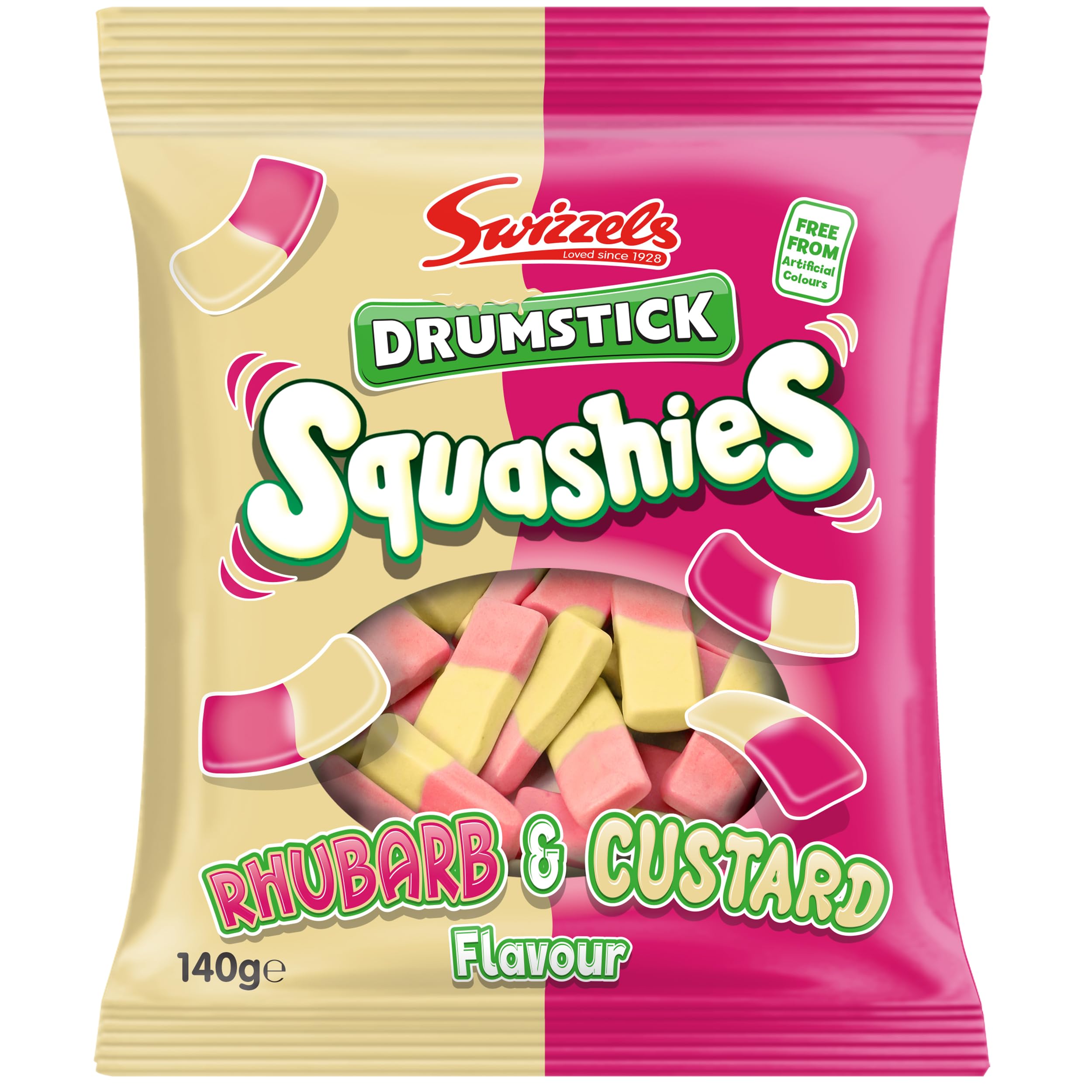 Swizzels Rhubarb and Custard Squashies - Chewy Sweets (120g)