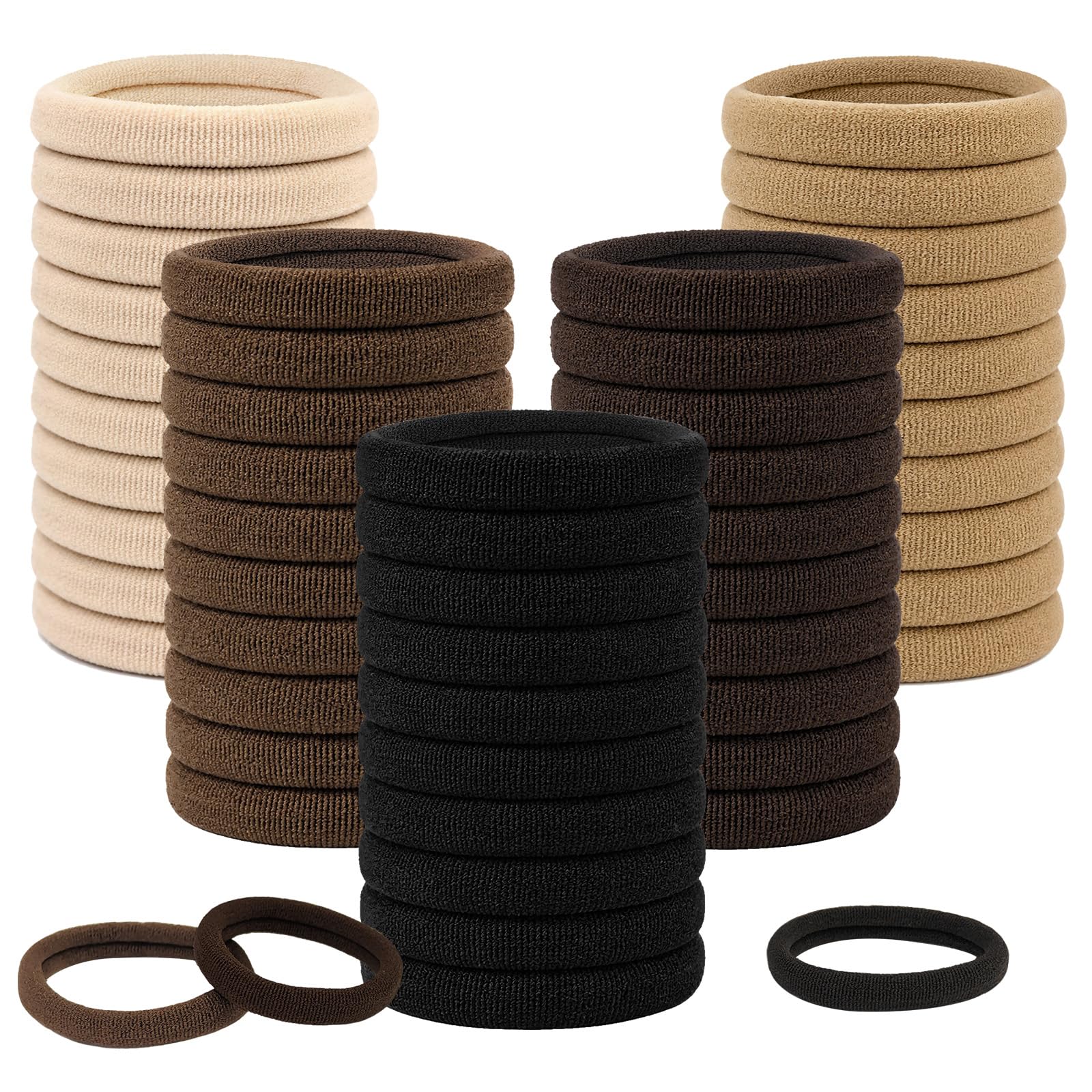 Admygo Elastic Hair Ties - 50 Pack Seamless Thick Hair Bands | High Elasticity Fabric 1
