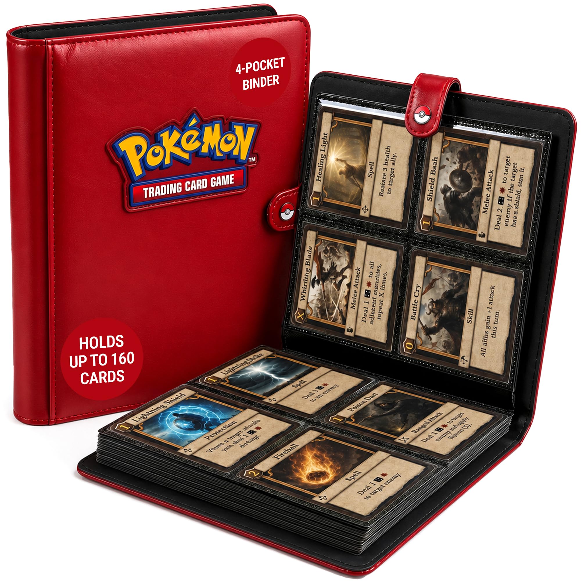 Ultra Pro Pokémon Premium Red Snap Binder - Holds 160 Cards | Acid-Free, Non-PVC