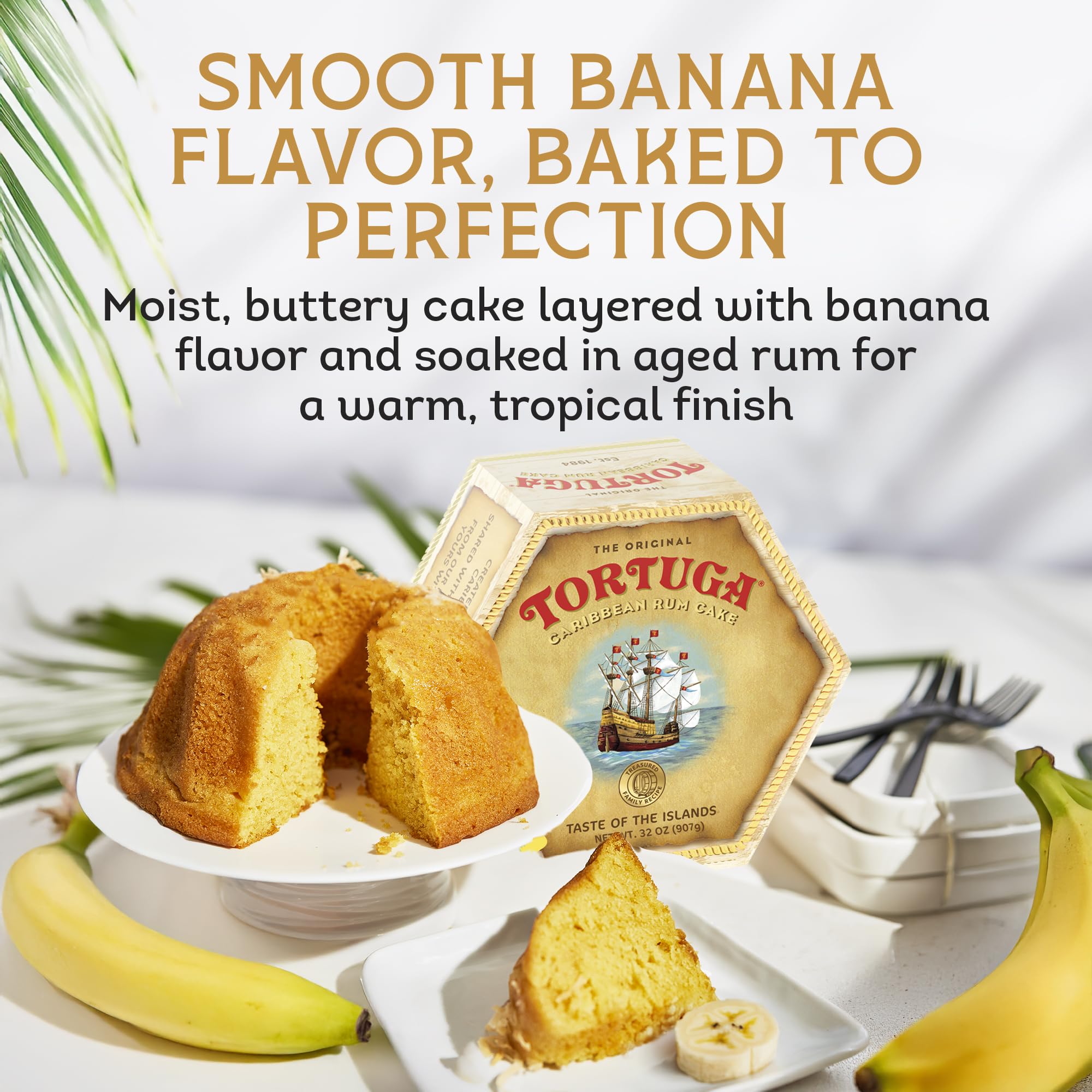 TORTUGA - Banana Flavour Rum Cake 454 g, Moist Caribbean Style Dessert 7