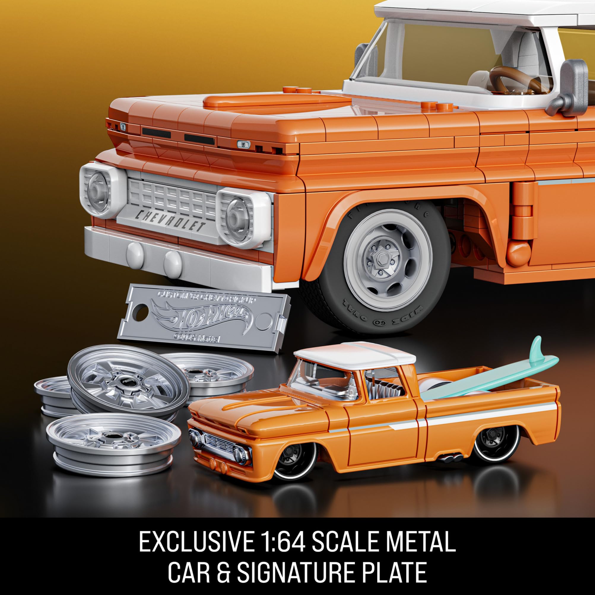 Mattel Brick Shop Hot Wheels Elite Series Building Set - Custom ’62 Chevy Pickup, 857-Piece Set for Ages 10+ 6
