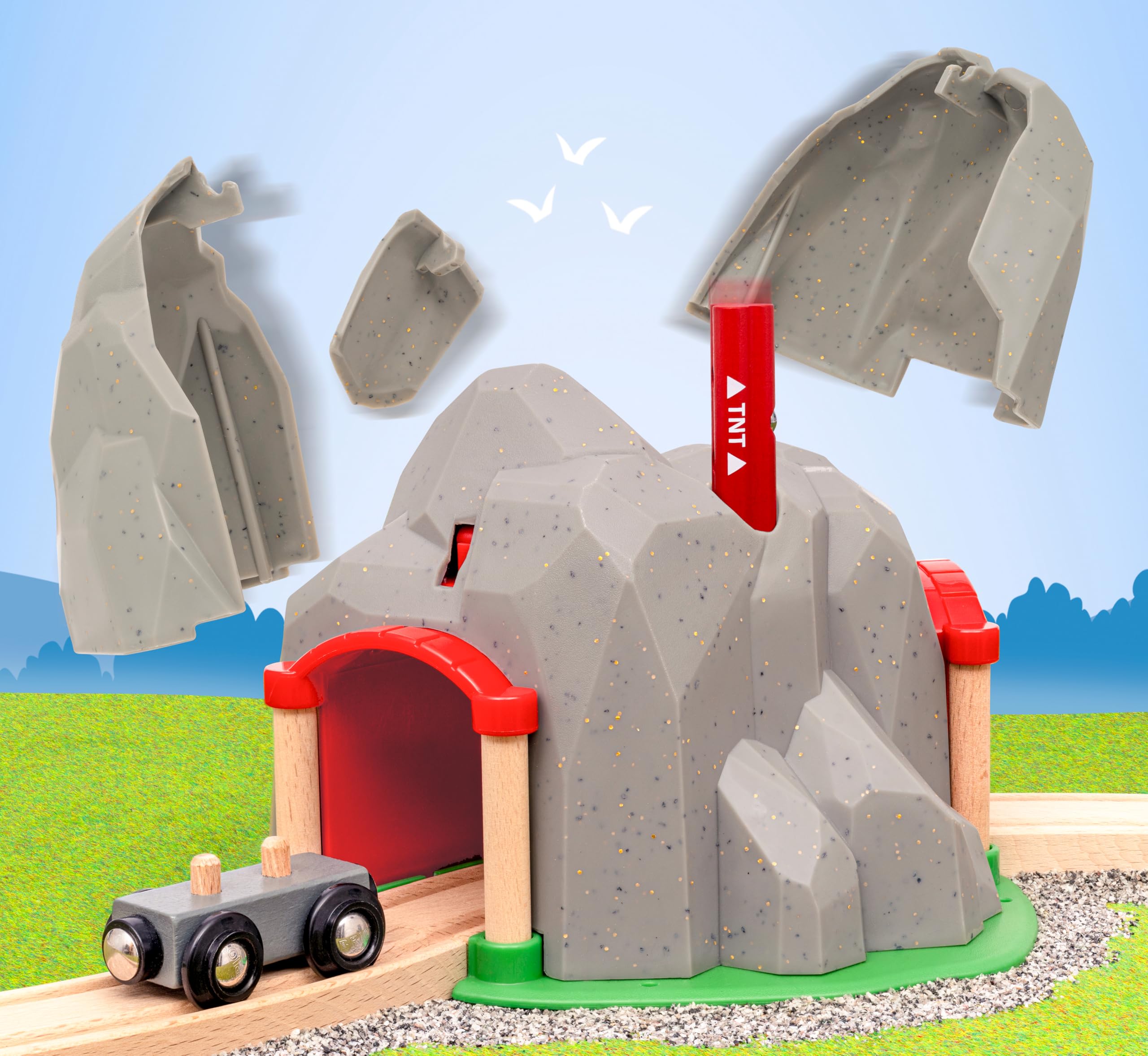BRIO World Exploding Train Track Tunnel - Interactive Wooden Railway Playset for Kids 3+ 10