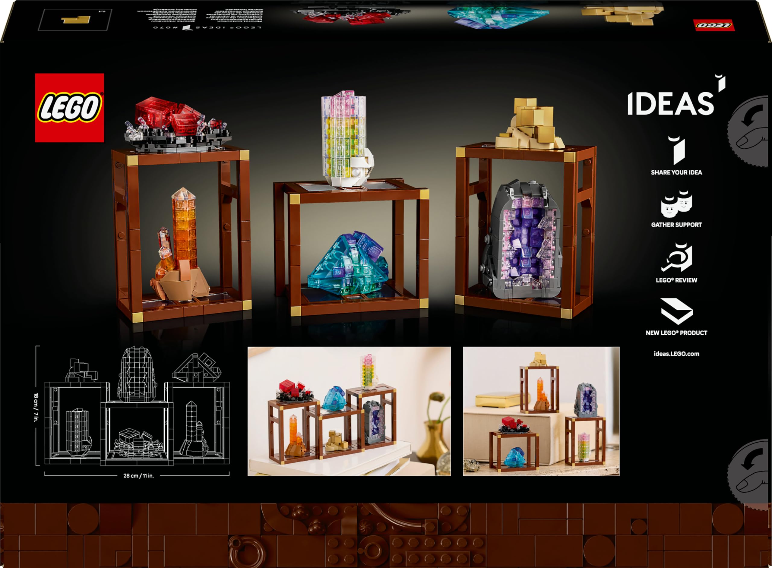 LEGO Ideas Mineral Collection Building Set - 880-Piece Adult Craft Kit with 6 Mineral Models 10