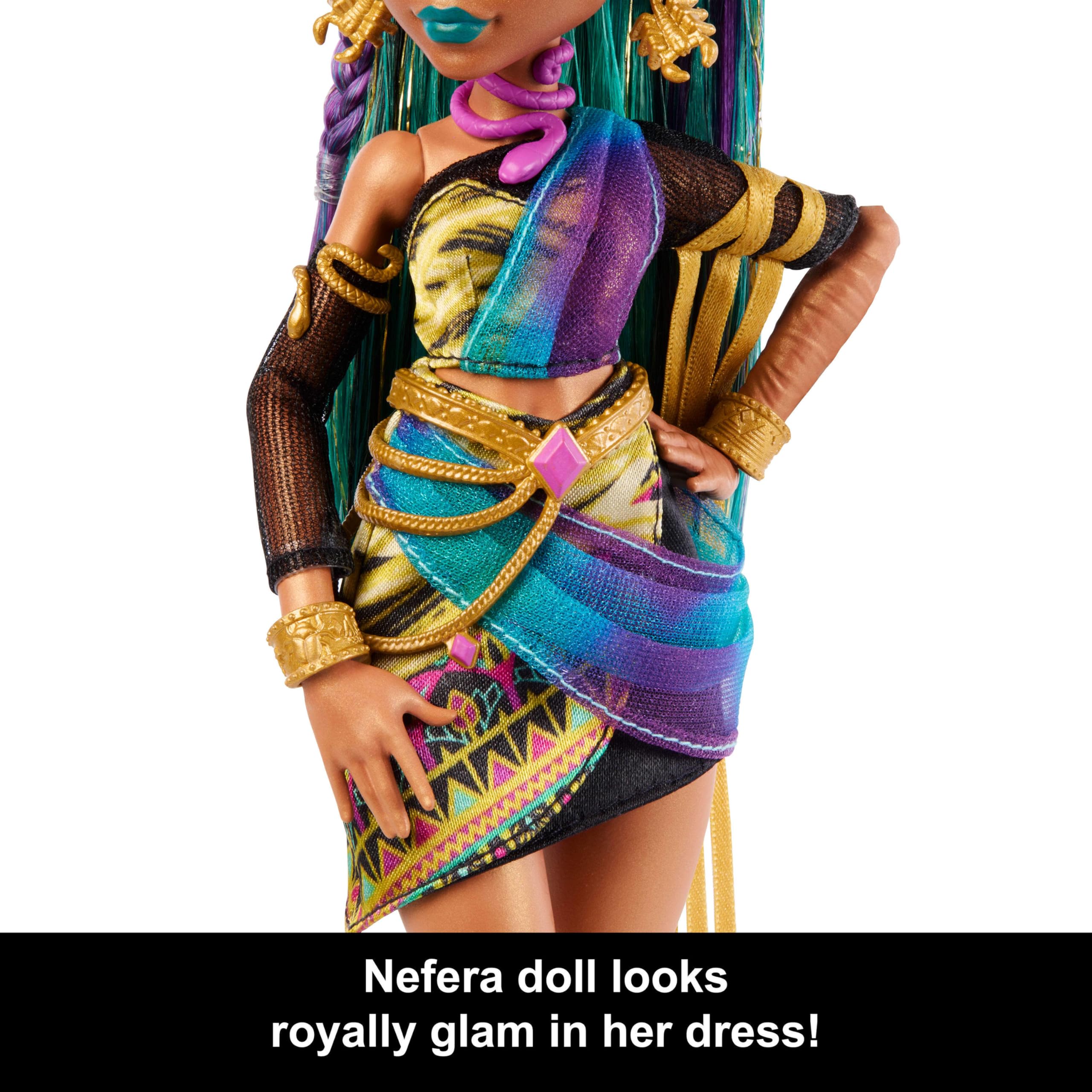 Monster High Nefera De Nile Doll, Royal Mummy in Dress with Pet Scarab Lavi 5
