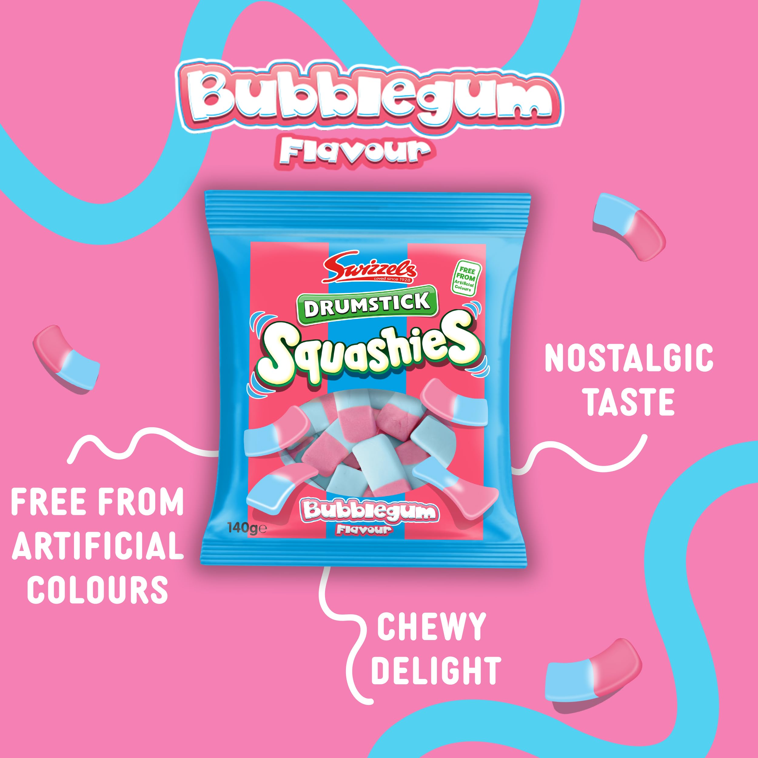 Swizzels Squashies Sweets - Bubblegum Flavour Chewy Candy - 140g 5