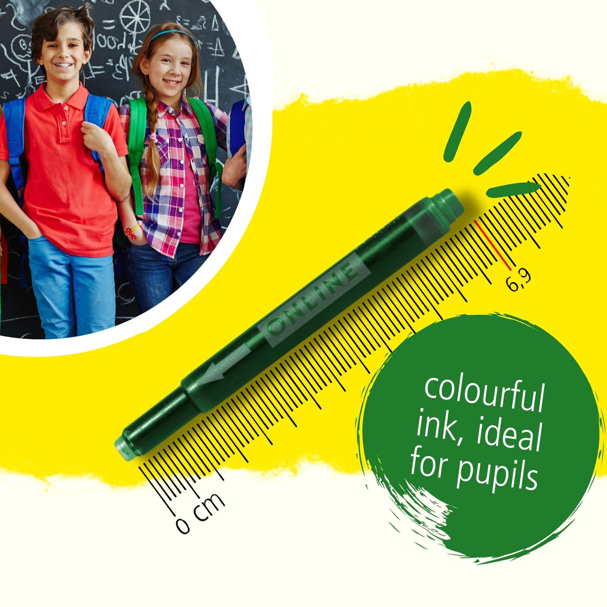 Online Universal Double-Sided Fountain Pen Refills - Green Ink, 5 Pack | Compatible with Lamy Pens 5