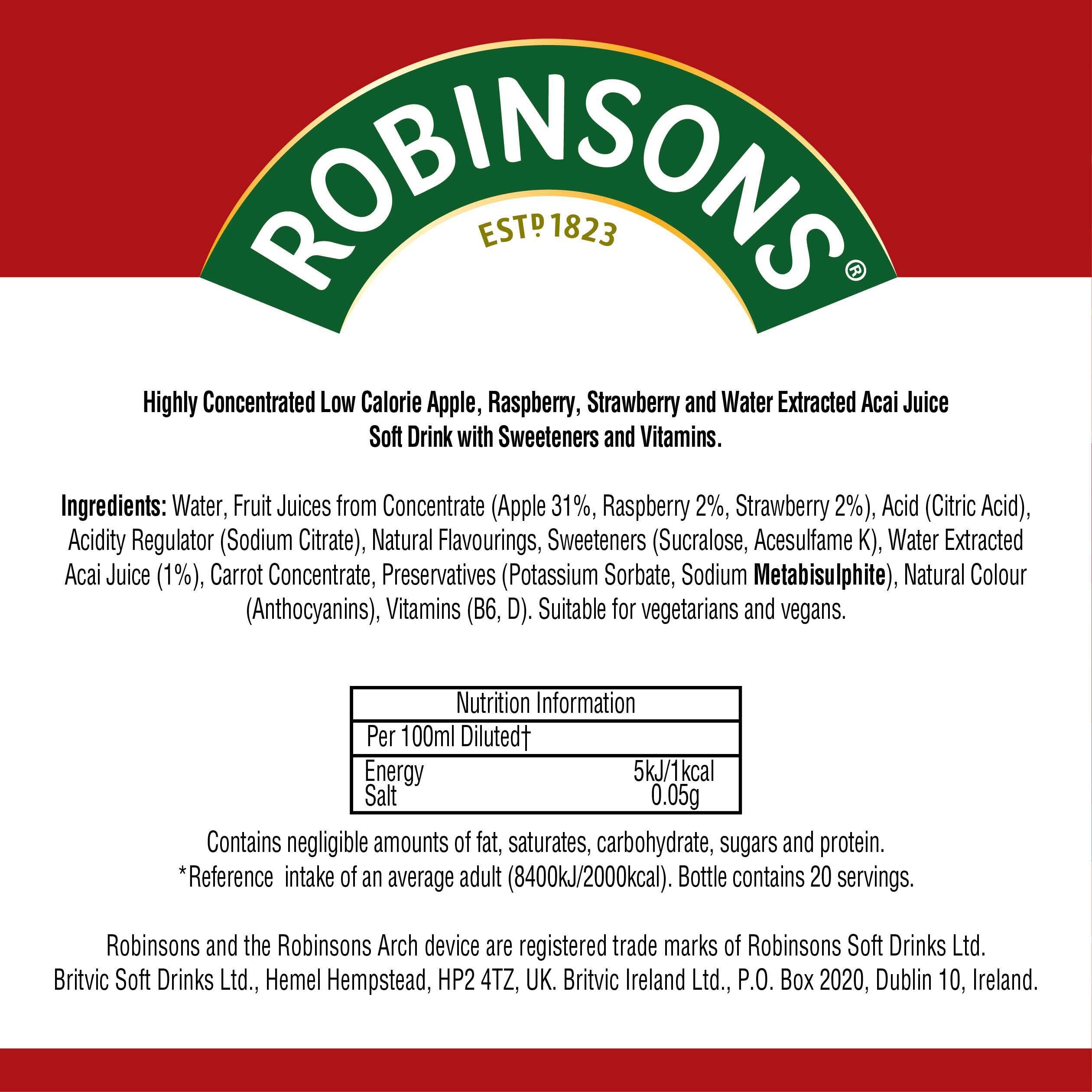 Robinsons Boost Benefit Drops Raspberry, Strawberry & Acai with Vitamin B6 – No Added Sugar Squash Concentrate 11