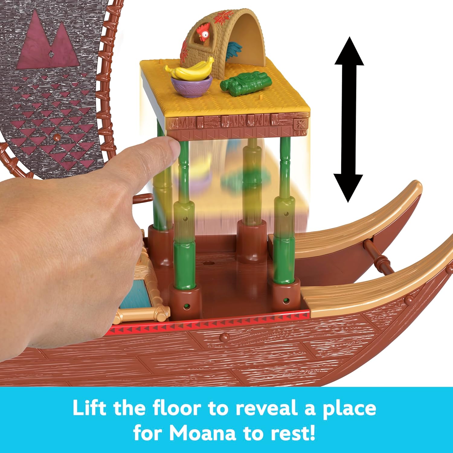 Mattel Disney Moana 2 Adventure Canoe Playset with Floating Canoe, Moana Doll & Heihei - 13-Piece Set for Ages 3+ 4