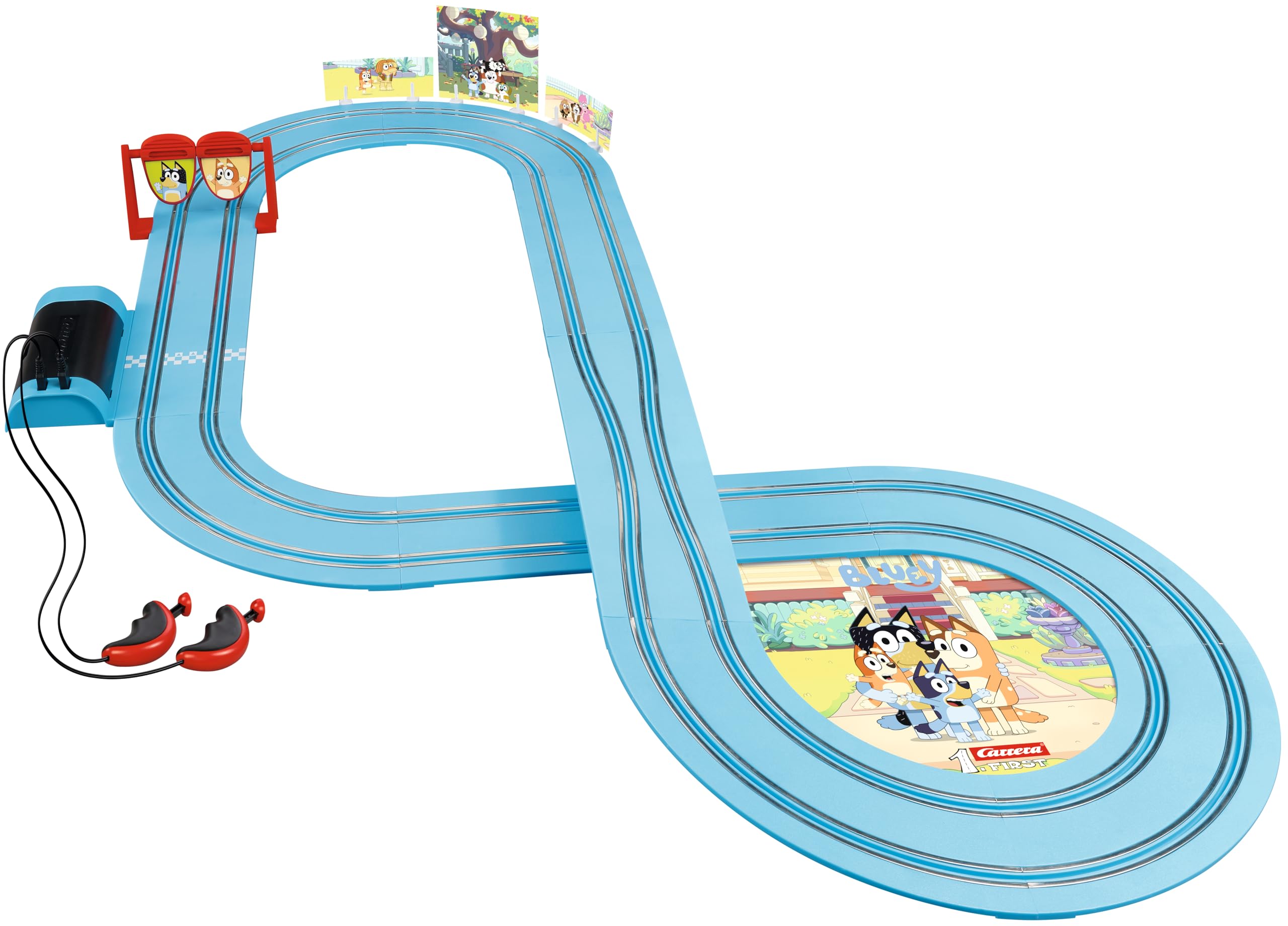 Carrera FIRST Bluey Let's Go Slot Racing Track - Battery Operated Playset for Toddlers 3+ 6