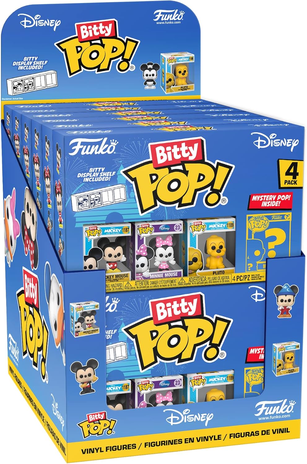 Funko Bitty POP! Disney - Mickey Mouse, Minnie Mouse (Pink Dress), Pluto & Mystery Figure Vinyl Set 29