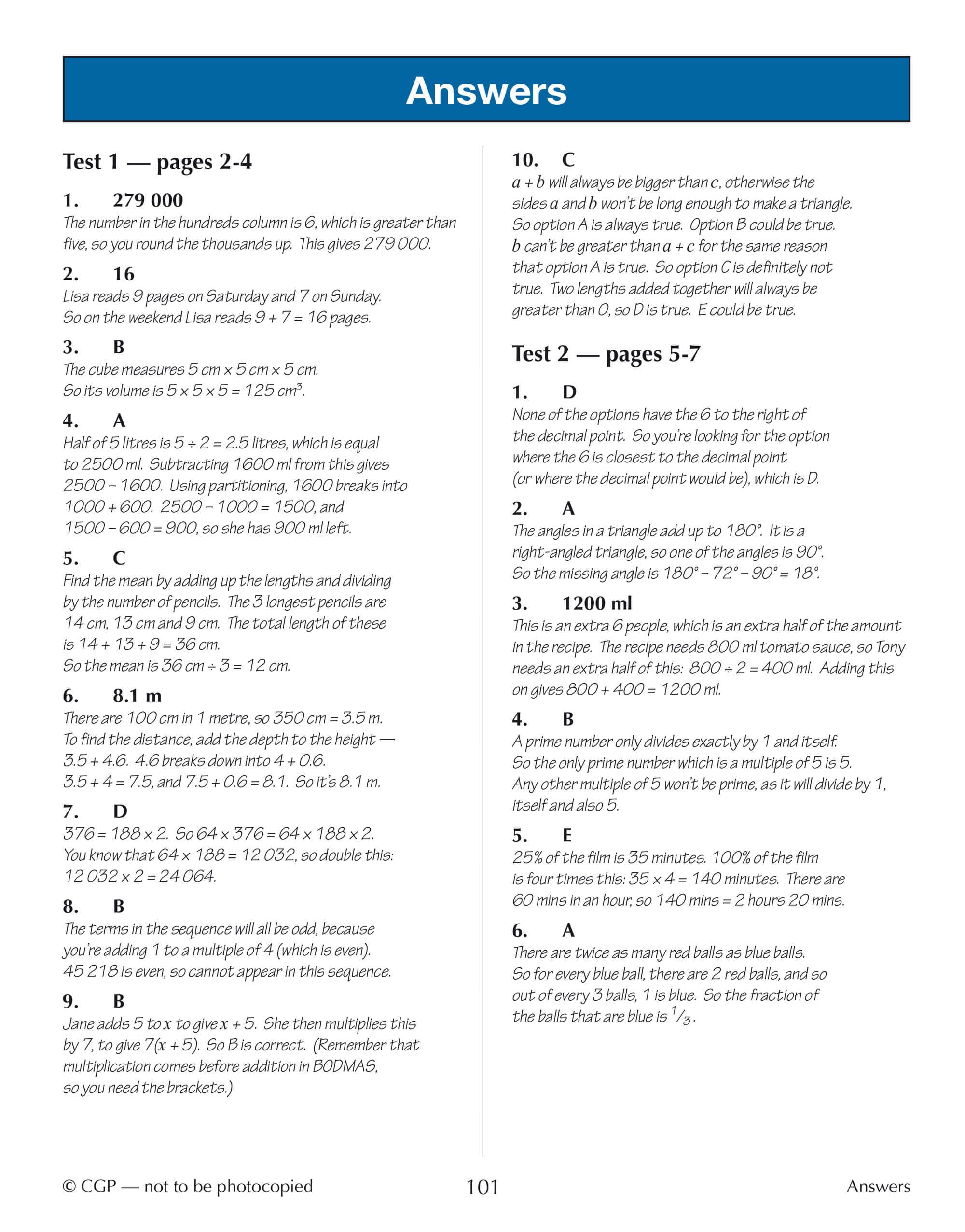 CGP 11+ GL 10-Minute Tests: Maths - Ages 10-11 (with Online Edition) | Paperback 6