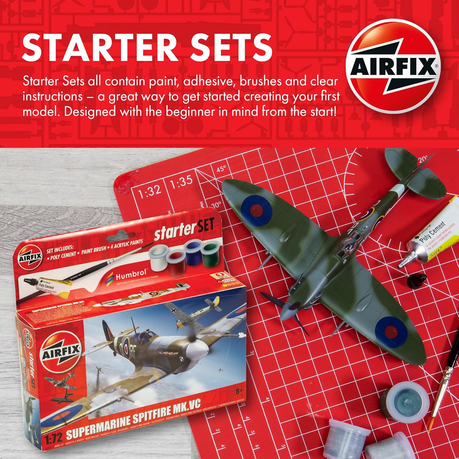 Airfix Starter Set - Messerschmitt Bf109F-4 Model Building Kit for Ages 8+ 5