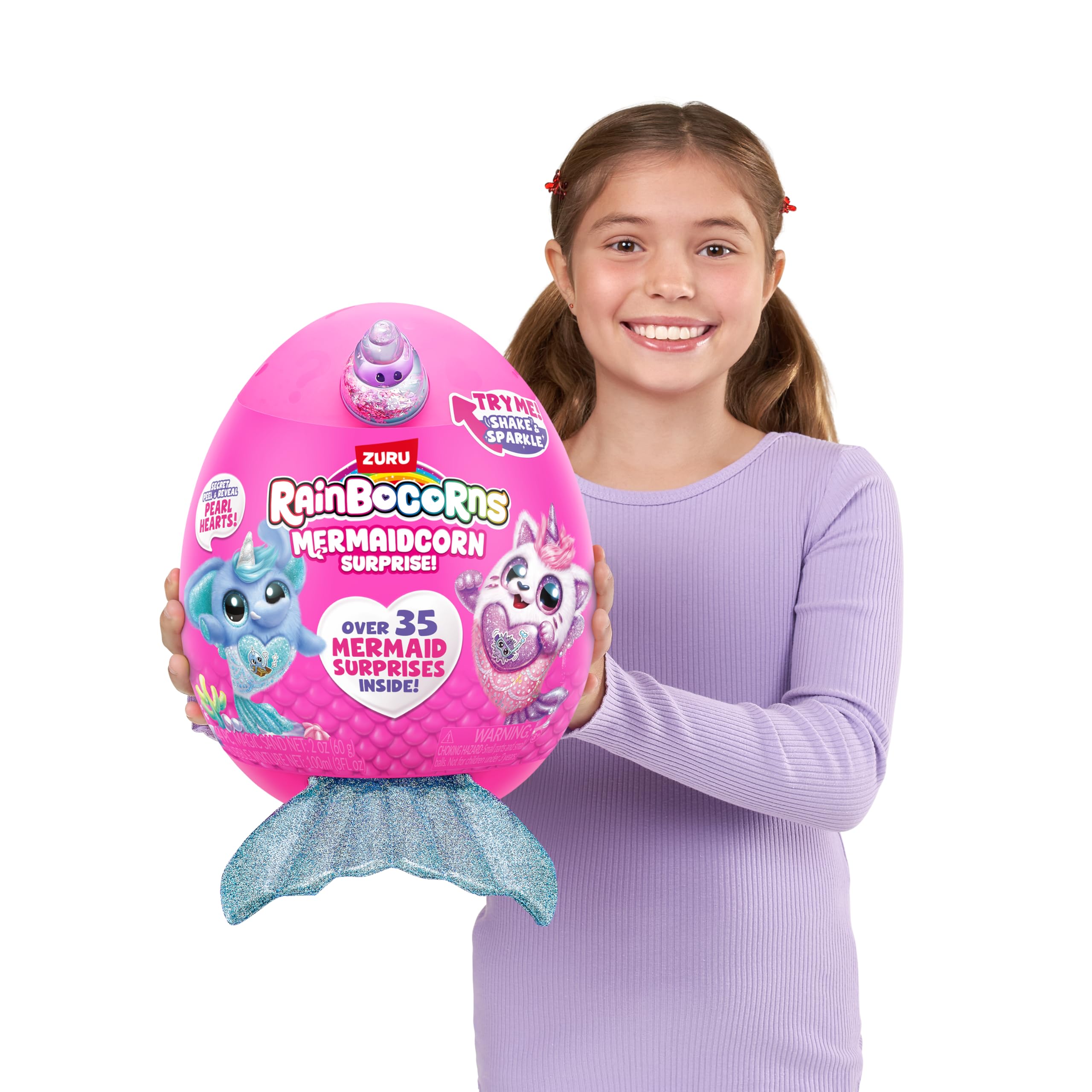 Rainbocorns Mermaidcorn Series 7 Coral the Bunny - Collectible Plush with Glittery Tail & Water Globe Horn 3