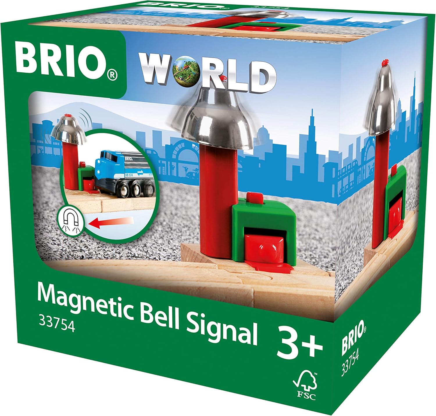 BRIO 33754 Magnetic Railway Bell Signal for Kids - Compatible with BRIO Train Sets 7