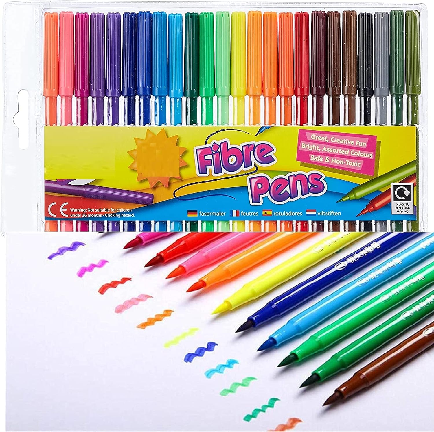 G4GADGET 48 Fine Tip Fiber Coloring Pens - Vibrant Water-Based Art Markers for Kids and Adults