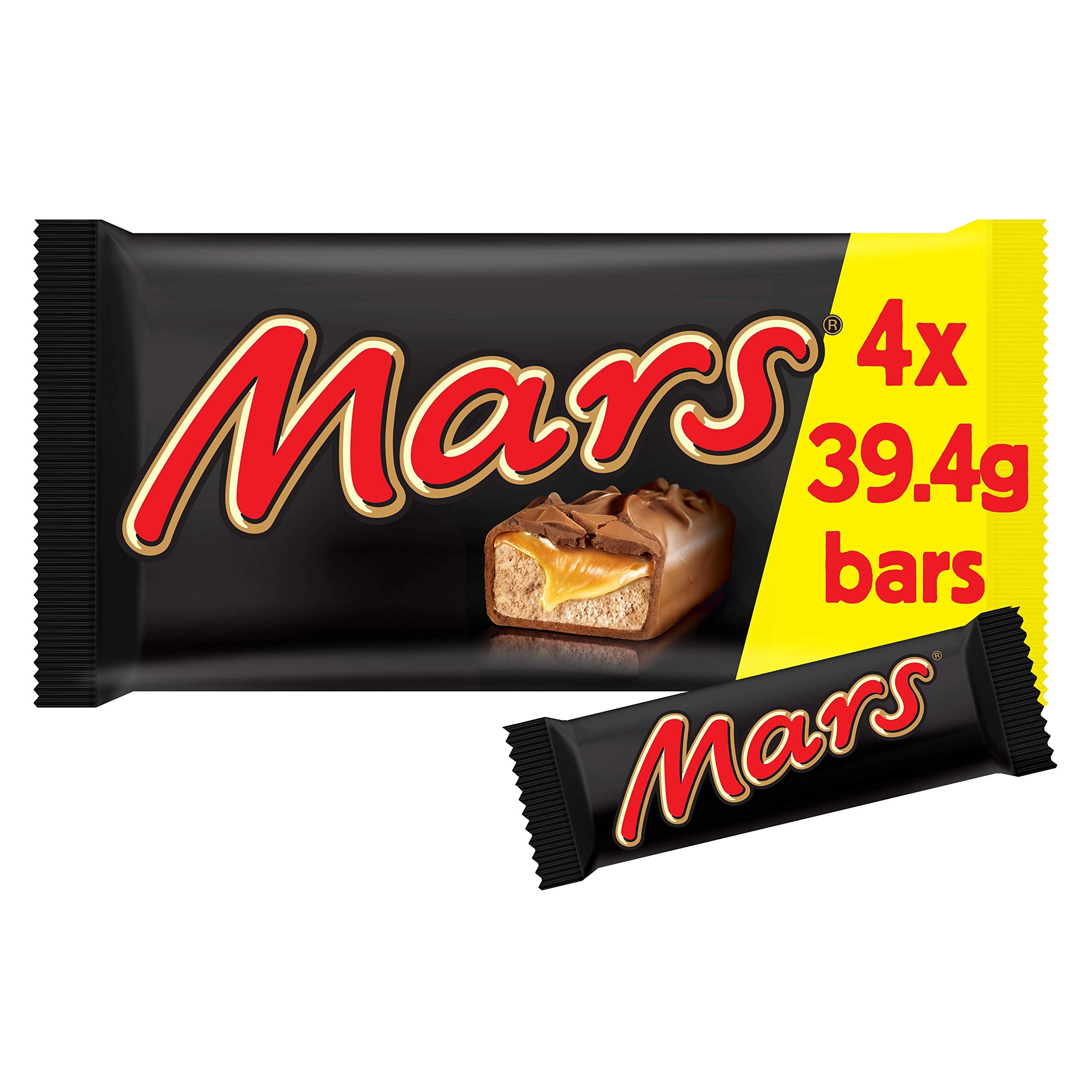 Mars Caramel, Nougat & Milk Chocolate Snack Bars Multipack, 4 x 39.4g