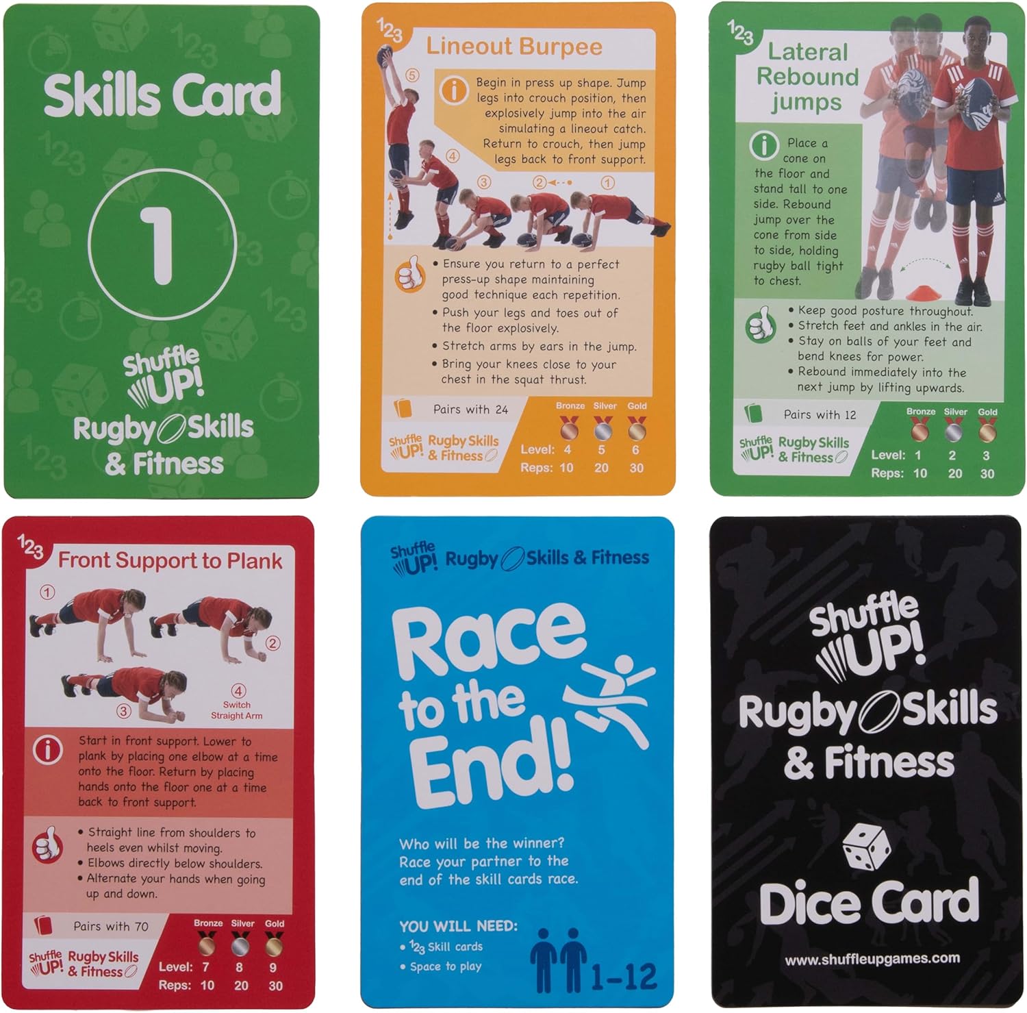 Shuffle Up Rugby Games - 70+ Fun & Active Fitness Workout Card Game for Kids and Family 3