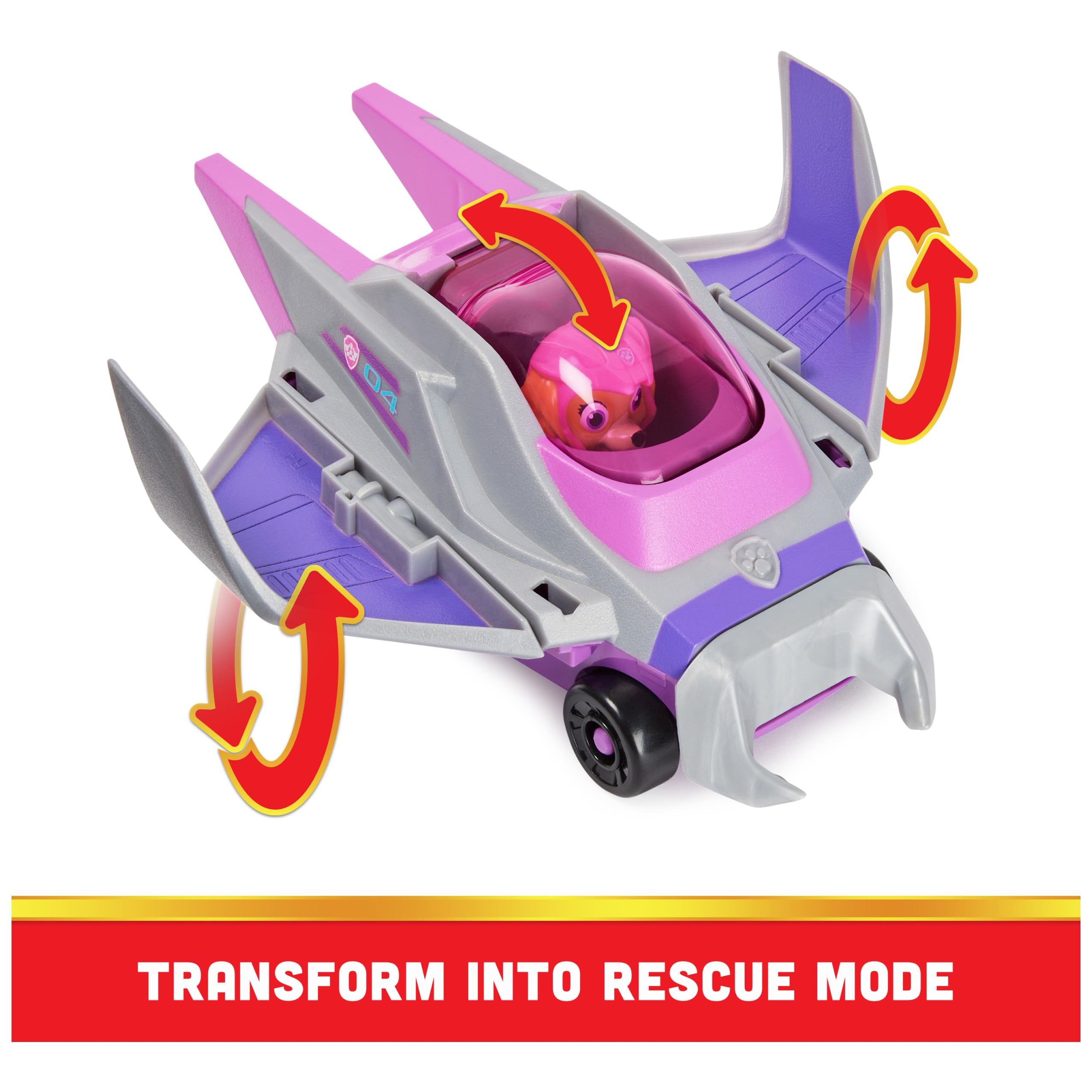 PAW Patrol Aqua Pups Skye Transforming Manta Ray Vehicle with Action Figure - Ages 3+ 5