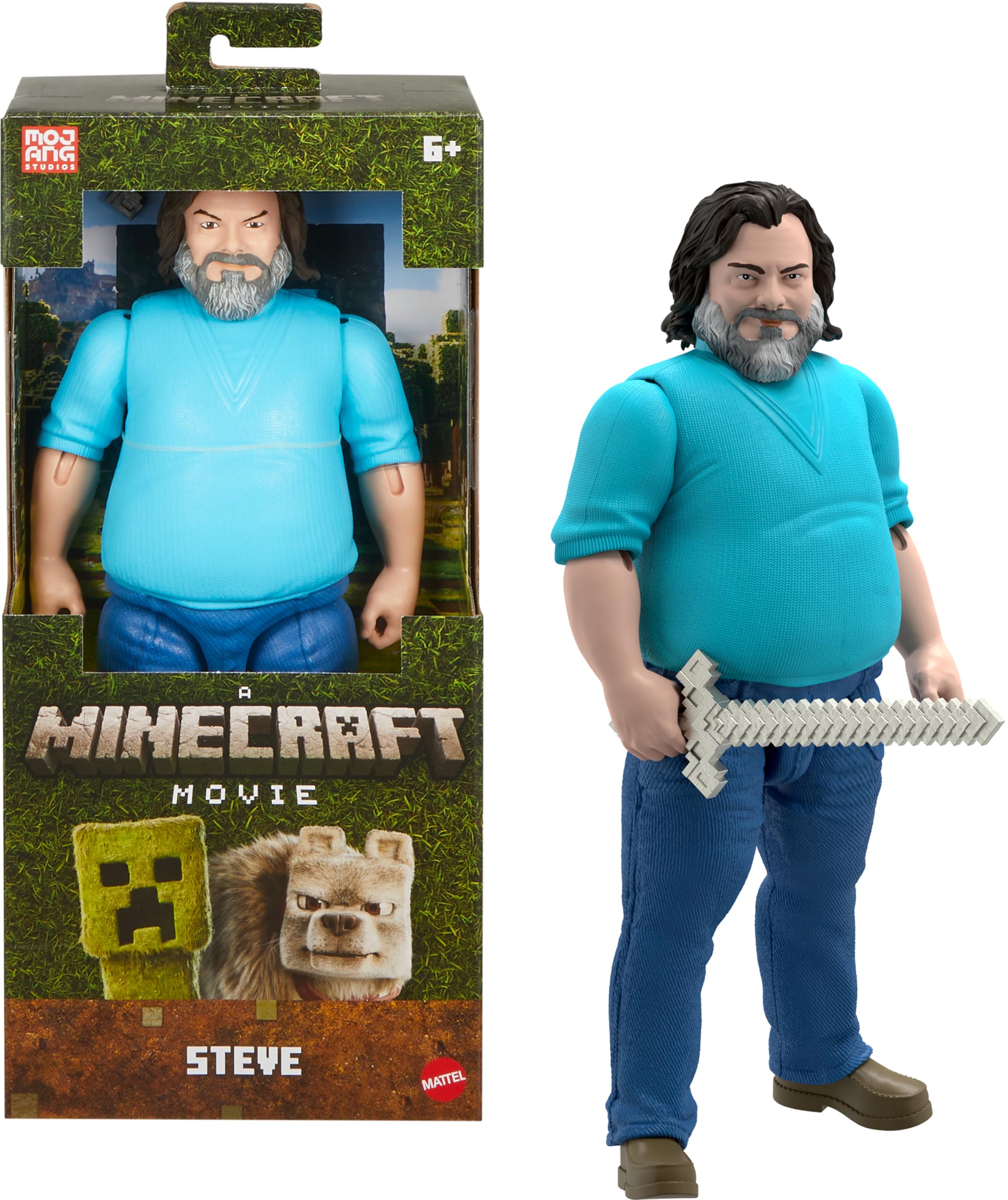 Mattel Minecraft 12-inch Posable Steve Action Figure - Movie Edition