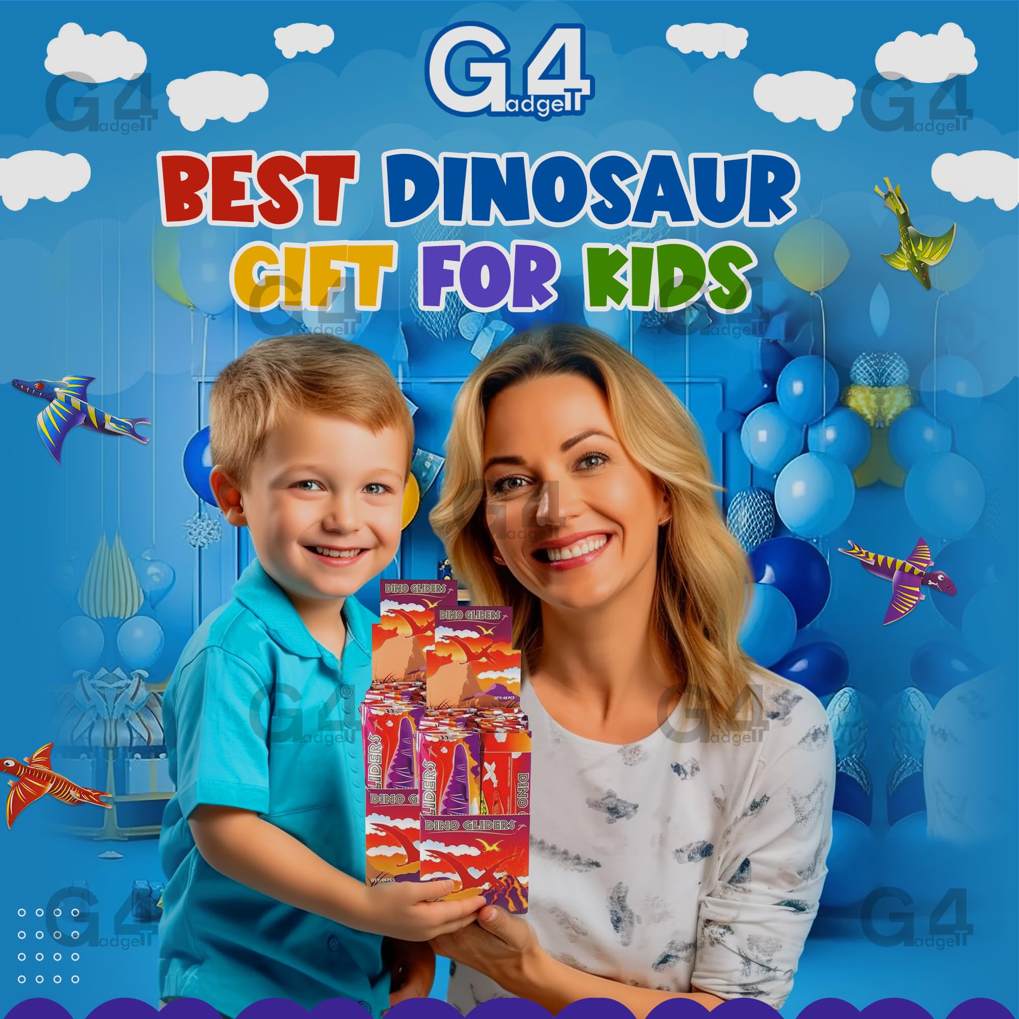 G4GADGET Dinosaur Flying Glider Planes Pack of 36 - Kids Party Favors and Toys 3