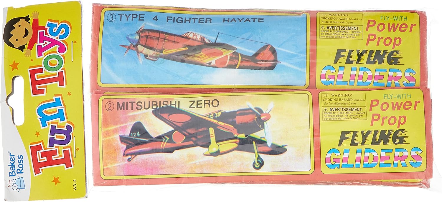 Baker Ross W314 Power Prop Flying Glider Planes - Pack of 6, Assorted Colors, Easy Assembly Foam Airplanes for Kids
