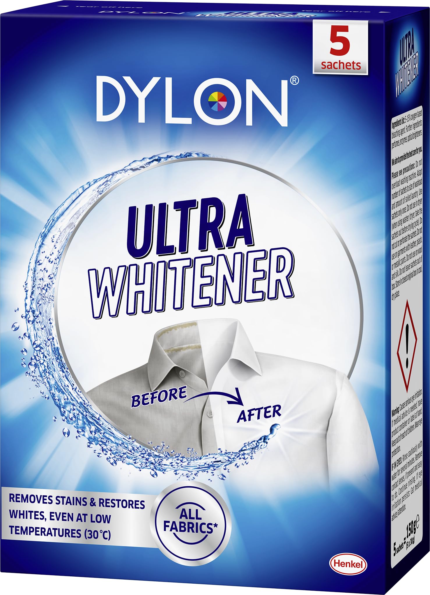Dylon Ultra Whitener - Laundry Whitening Sachets for Brighter Whites