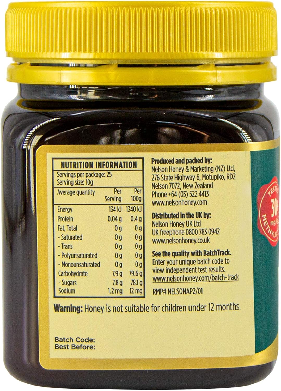 Nelson Honey Classic 30+ MG Multifloral Manuka Honey 250g 3